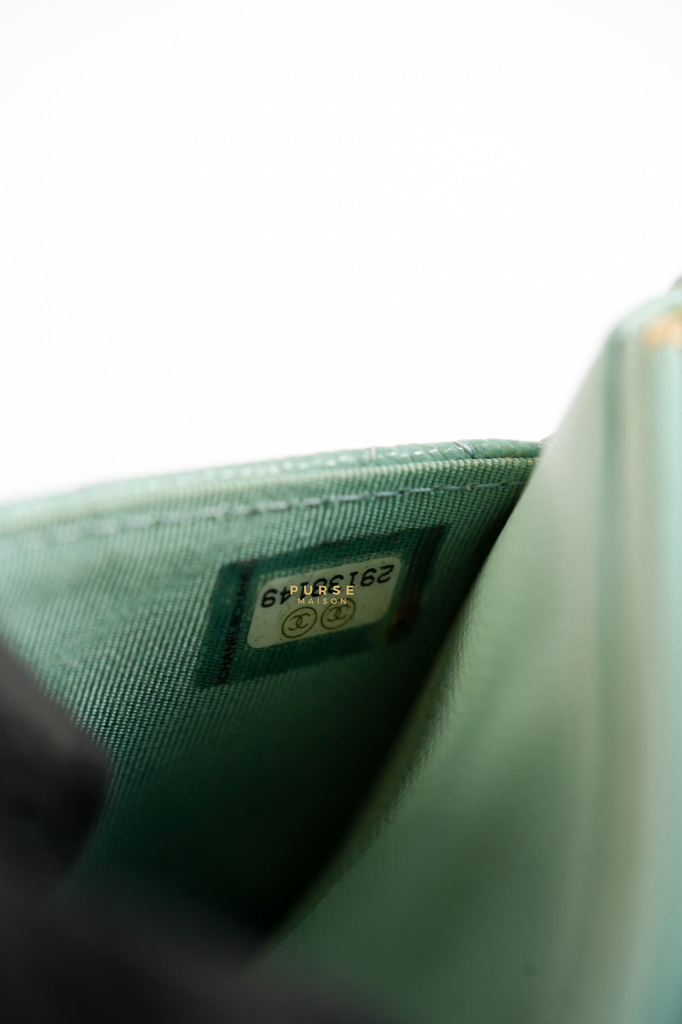 Blue Wallet on Chain (WOC) in Caviar Leather Silver Hardware Series 29 | Purse Maison Luxury Bags Shop