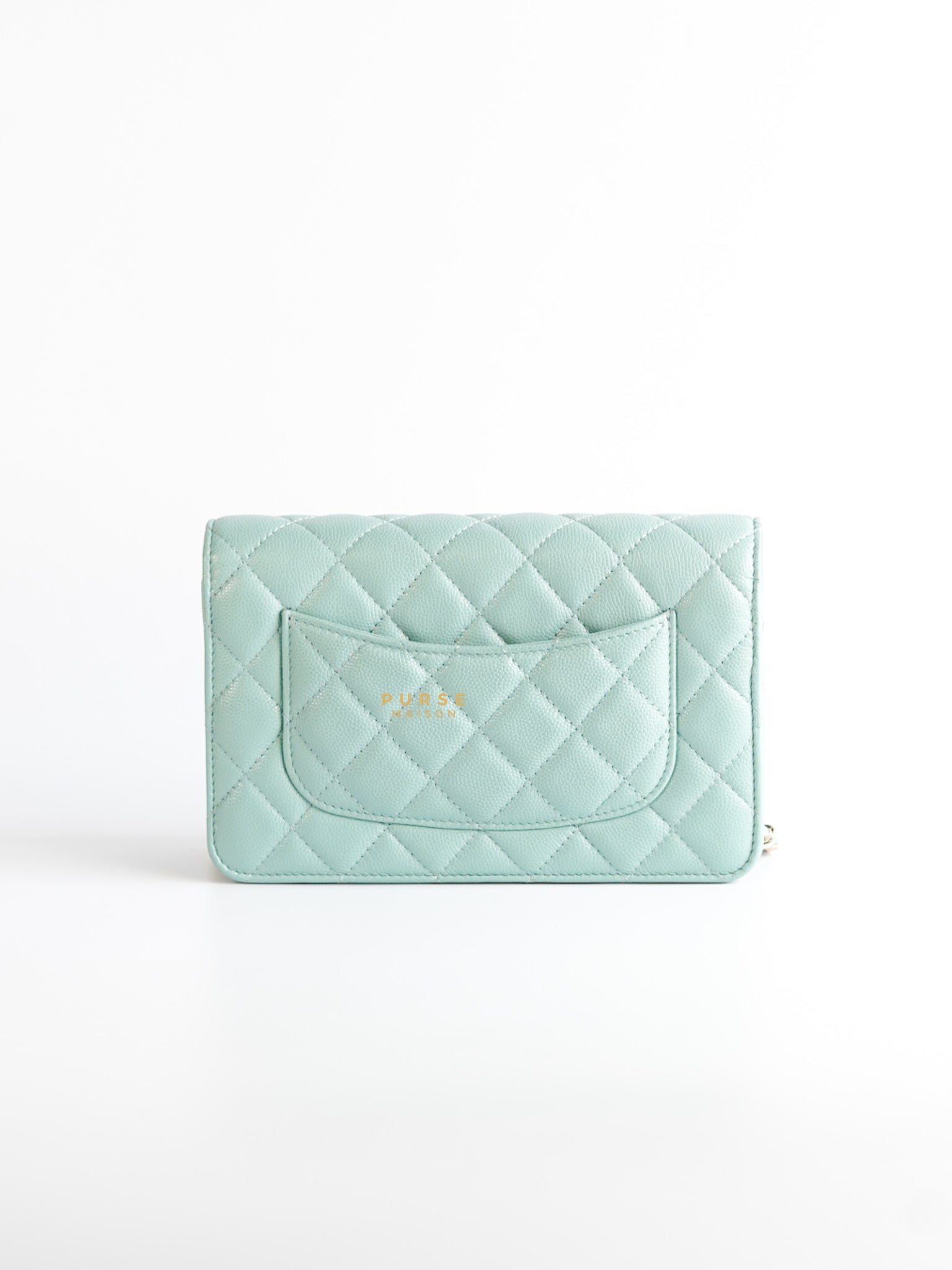 Blue Wallet on Chain (WOC) in Caviar Leather Silver Hardware Series 29 | Purse Maison Luxury Bags Shop