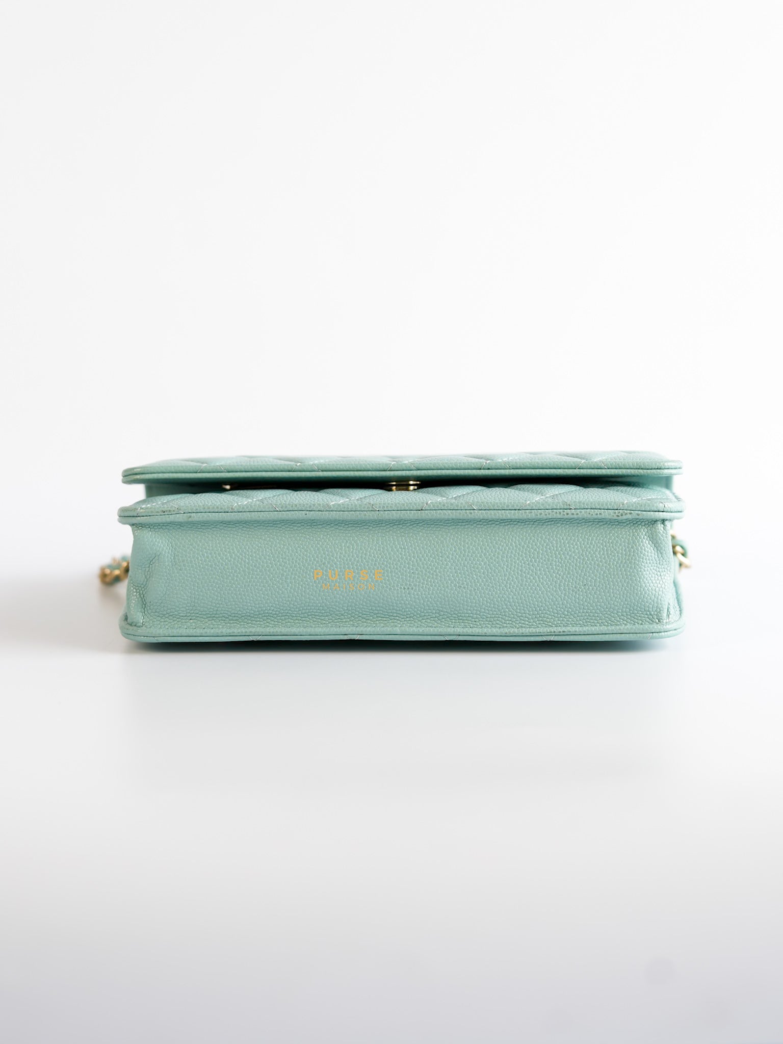 Blue Wallet on Chain (WOC) in Caviar Leather Silver Hardware Series 29 | Purse Maison Luxury Bags Shop
