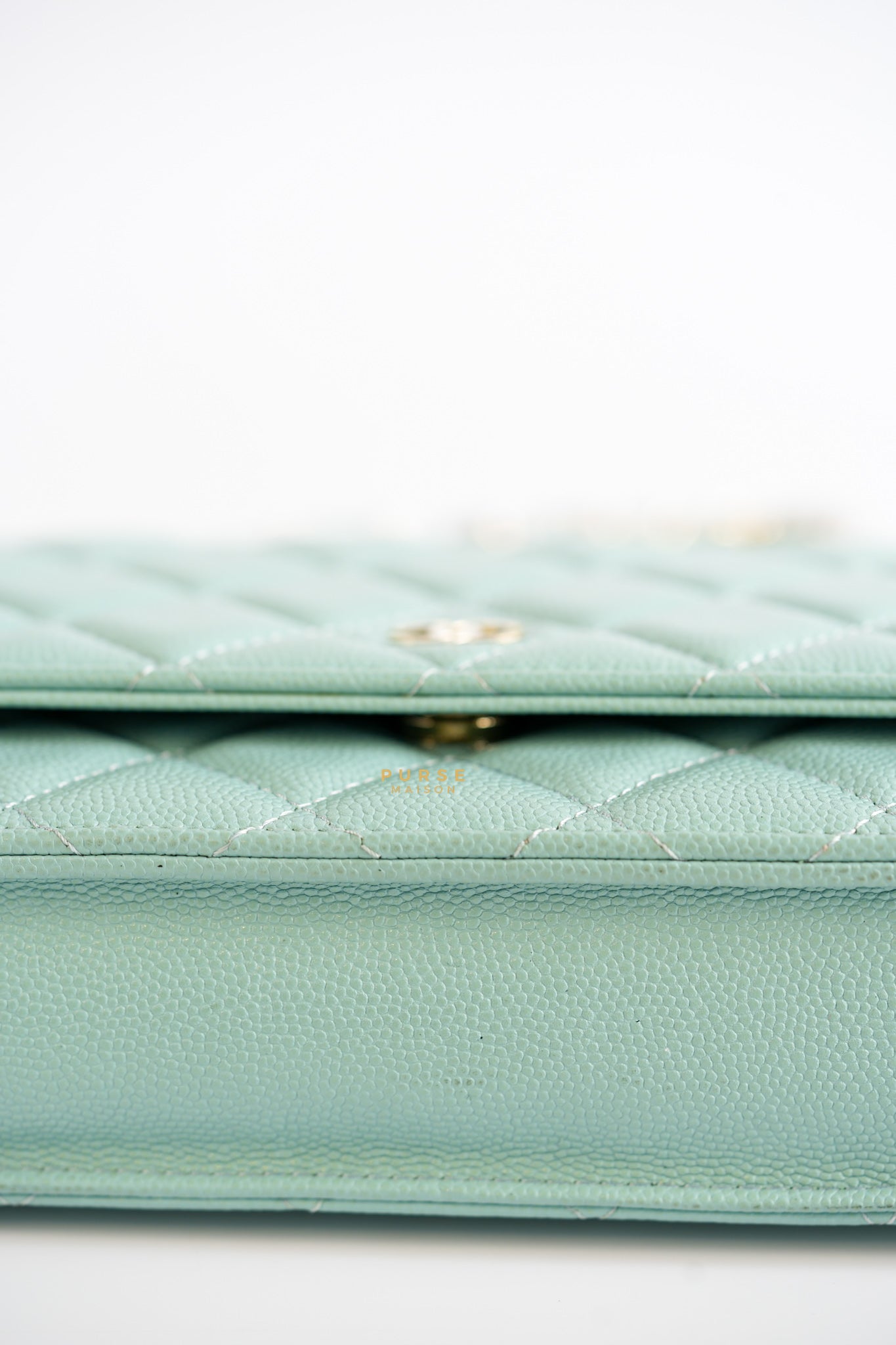 Blue Wallet on Chain (WOC) in Caviar Leather Silver Hardware Series 29 | Purse Maison Luxury Bags Shop