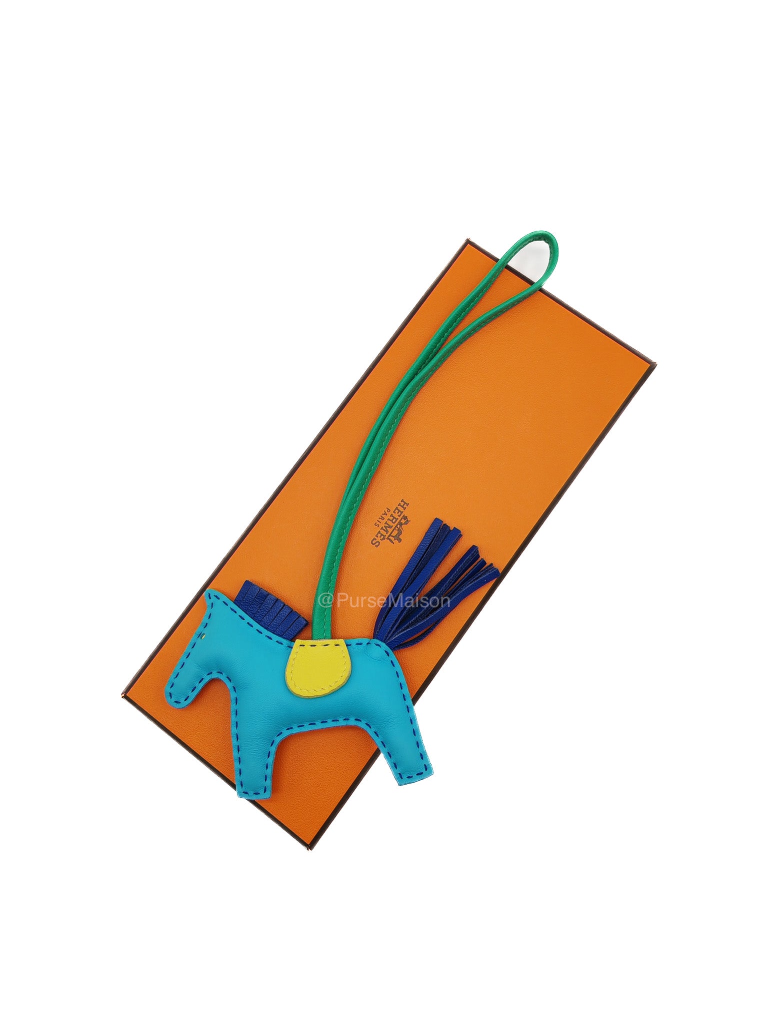 Hermes Rodeo in Rose Shocking/Bleu Azteque/Bleu Electrique/Menthe Soufre Violet Bag Charm