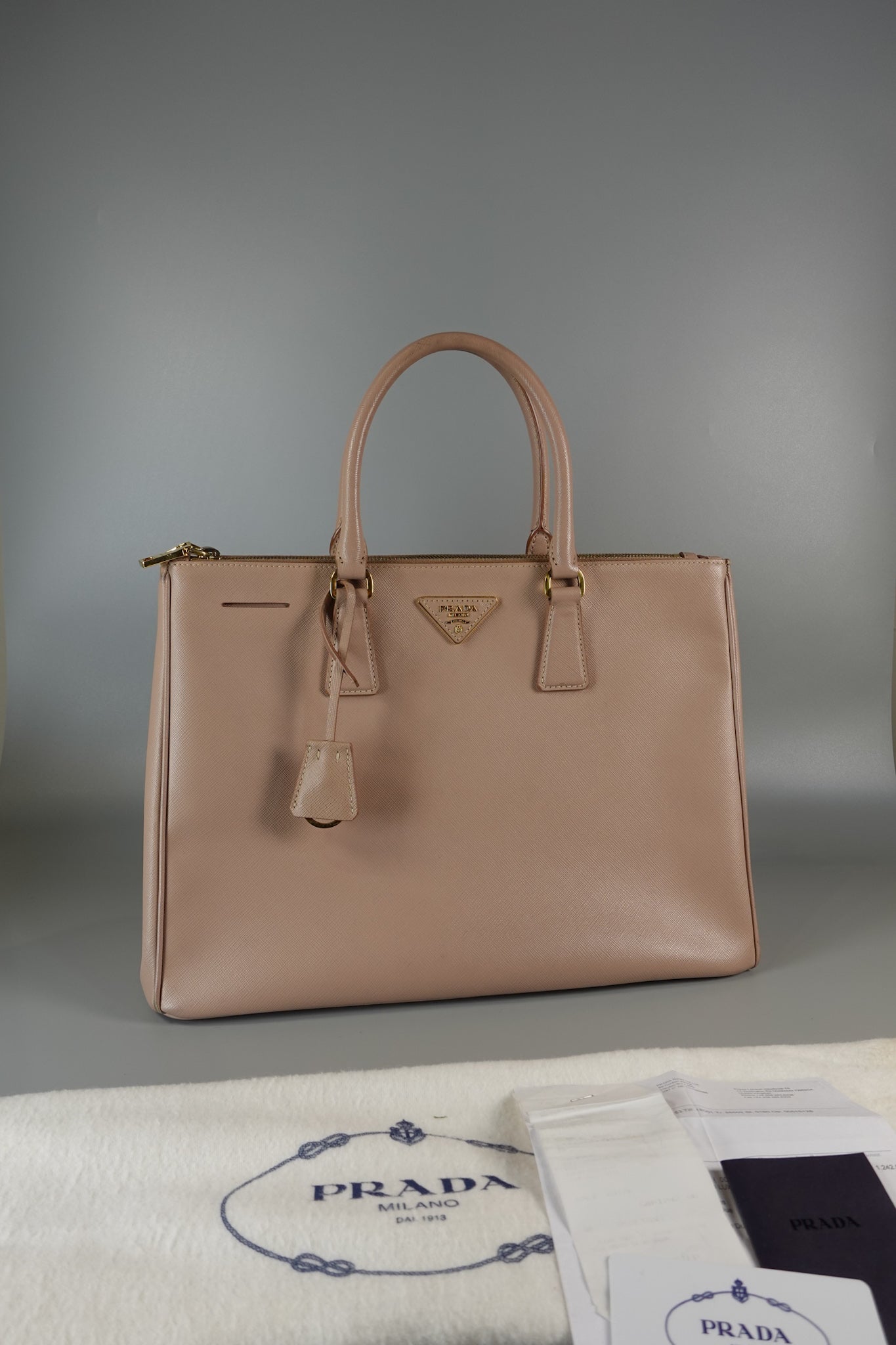 BN1786 Galleria Double Zip Large in Cammeo Saffiano Lux | Purse Maison Luxury Bags Shop