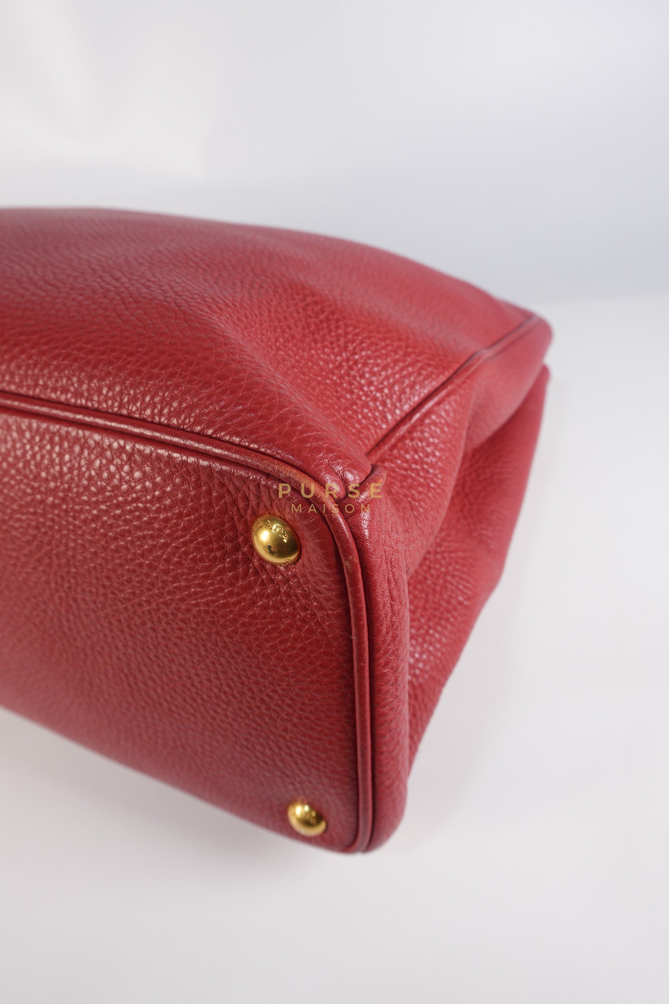 BN2423 Vitello Daino Rosso Leather Top Handle Bag | Purse Maison Luxury Bags Shop