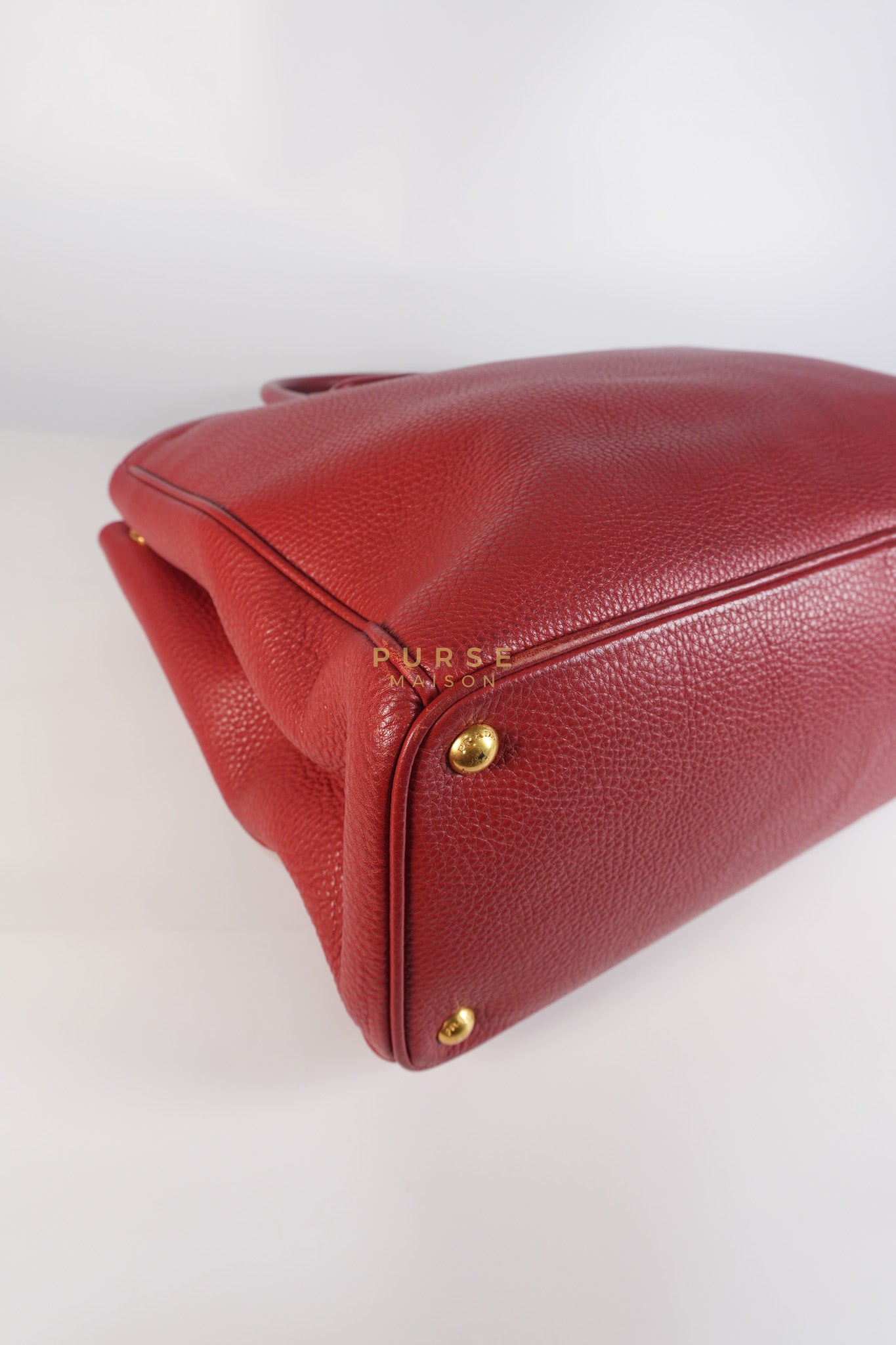 BN2423 Vitello Daino Rosso Leather Top Handle Bag | Purse Maison Luxury Bags Shop