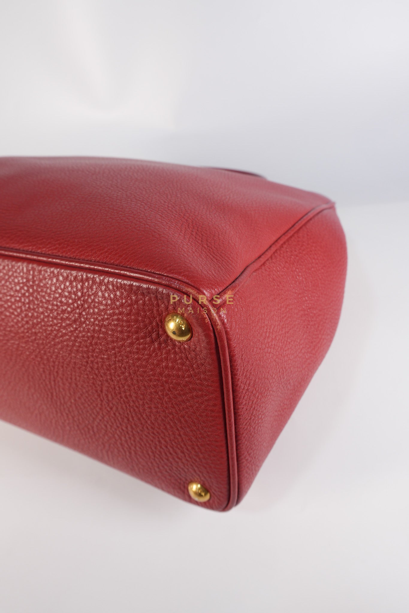 BN2423 Vitello Daino Rosso Leather Top Handle Bag | Purse Maison Luxury Bags Shop