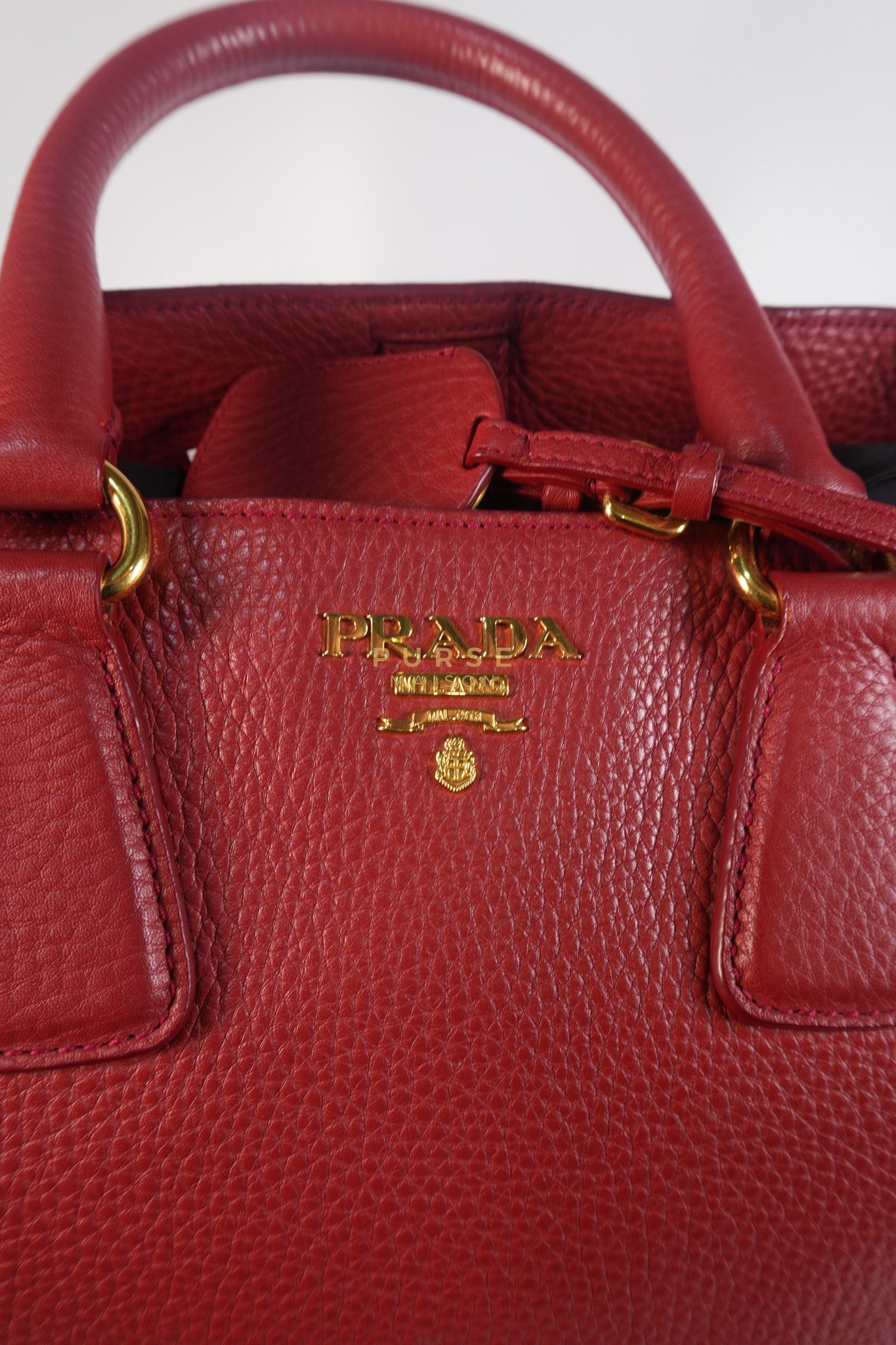 BN2423 Vitello Daino Rosso Leather Top Handle Bag | Purse Maison Luxury Bags Shop