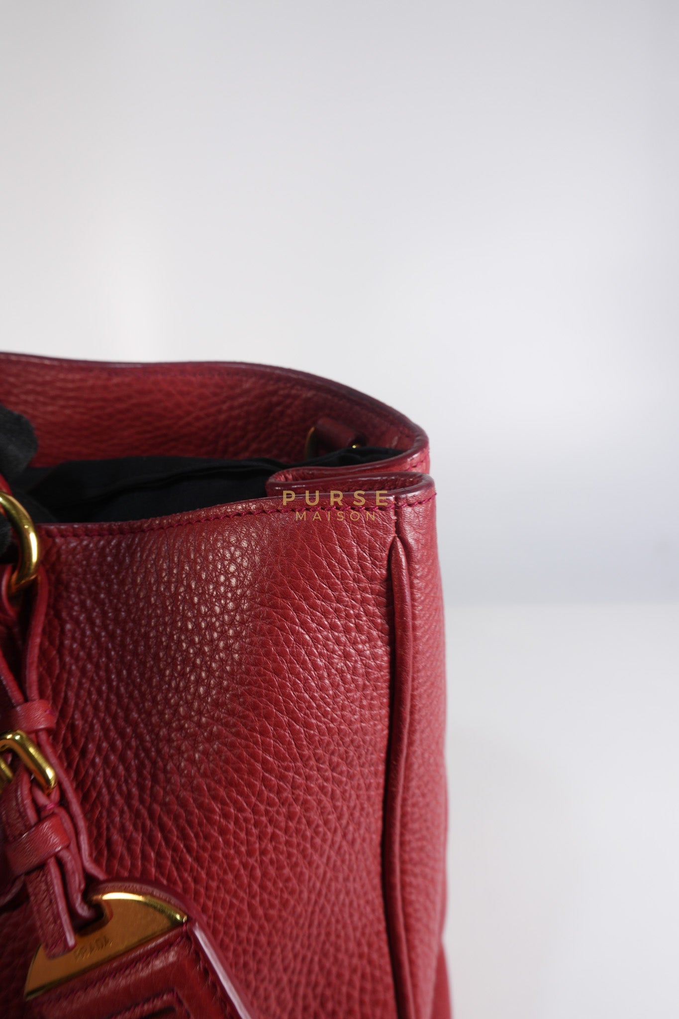 BN2423 Vitello Daino Rosso Leather Top Handle Bag | Purse Maison Luxury Bags Shop