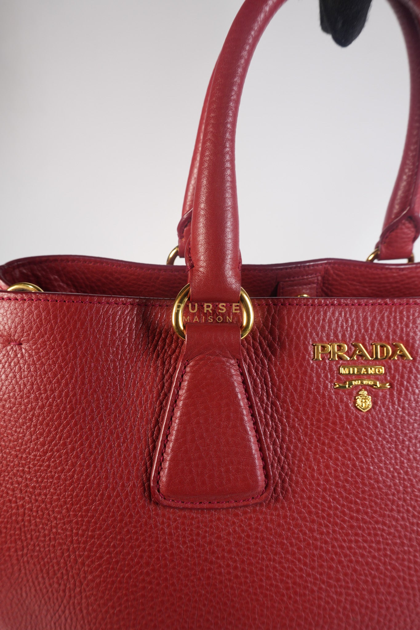 BN2423 Vitello Daino Rosso Leather Top Handle Bag | Purse Maison Luxury Bags Shop