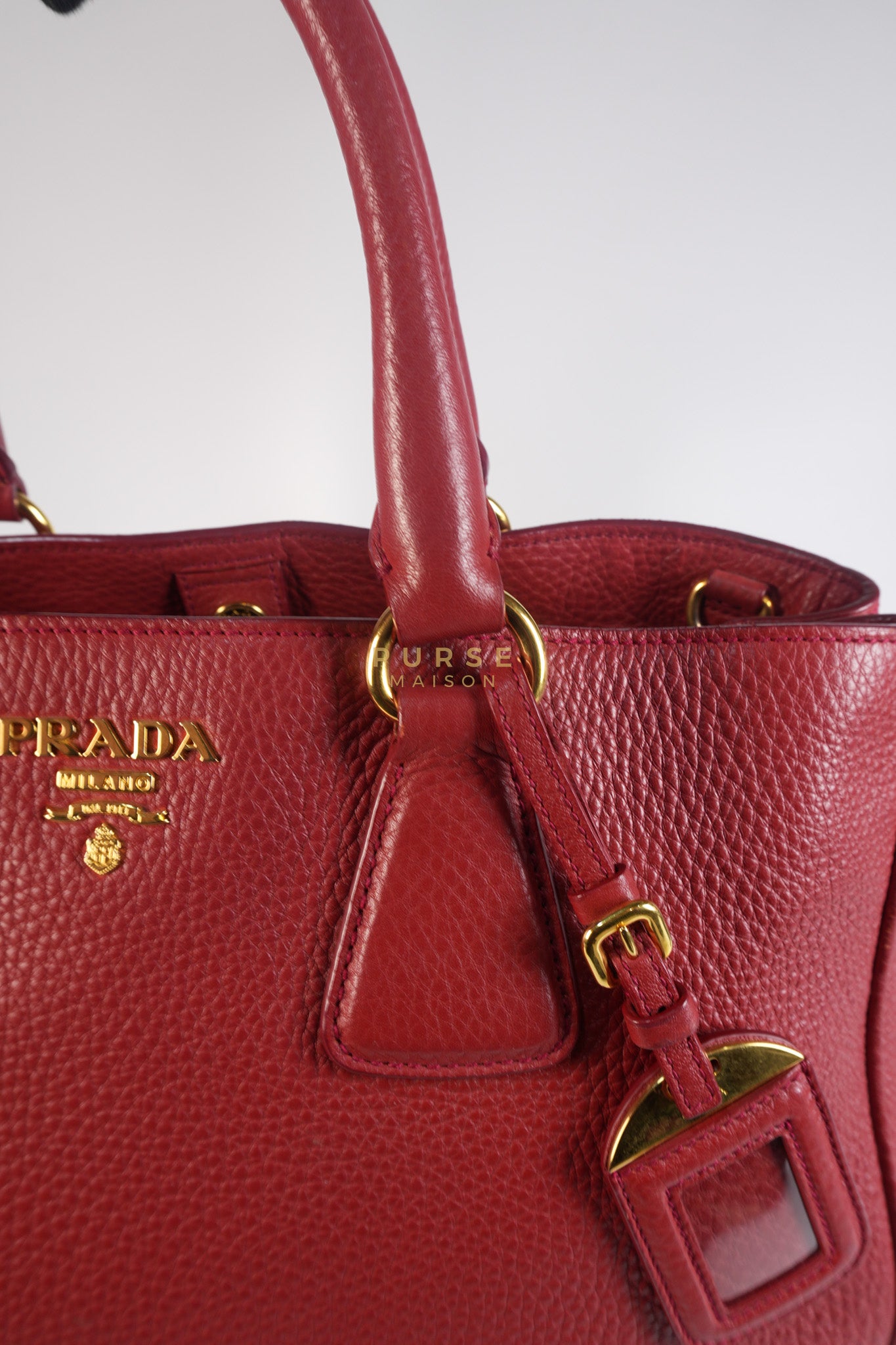 BN2423 Vitello Daino Rosso Leather Top Handle Bag | Purse Maison Luxury Bags Shop