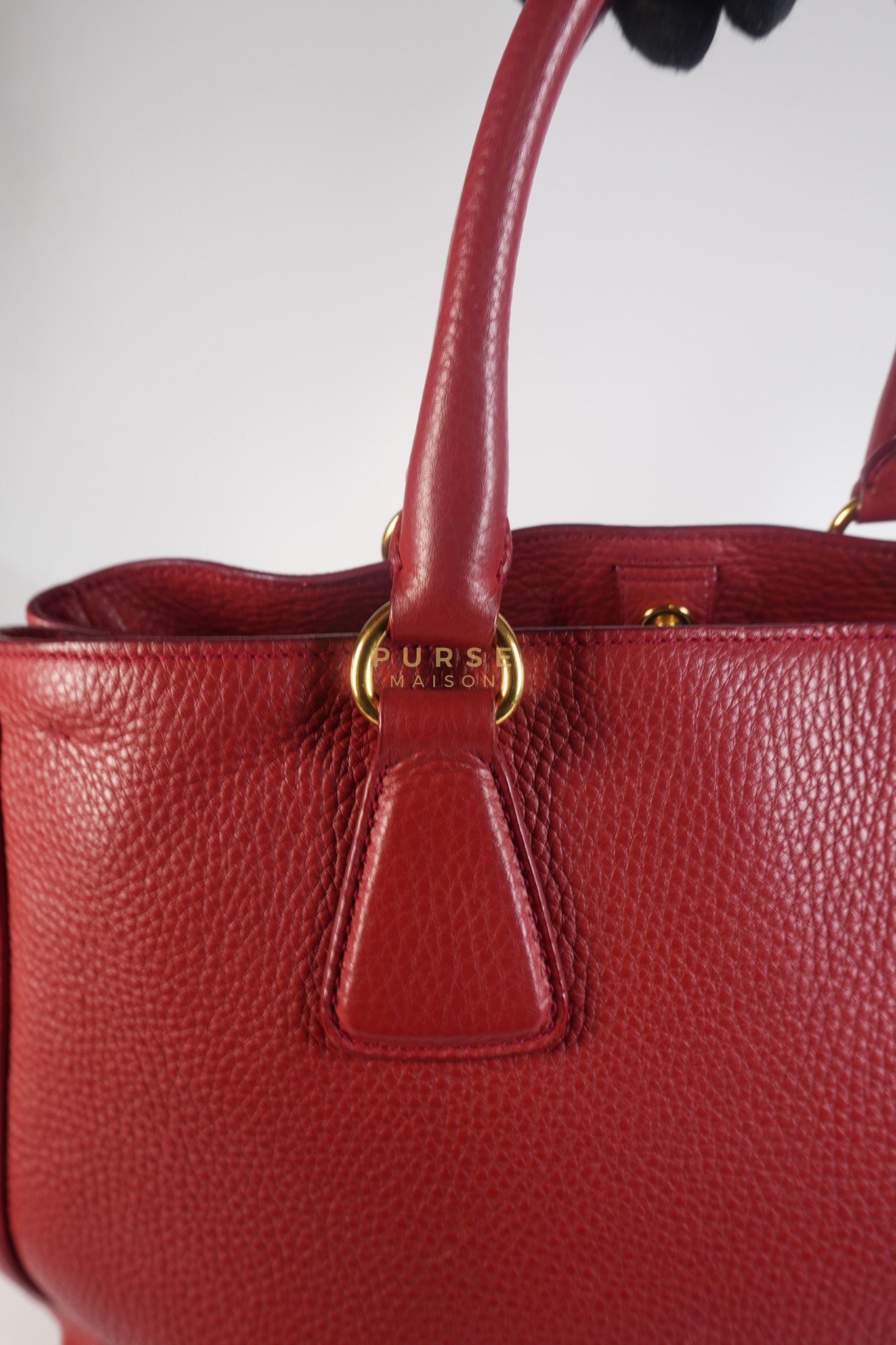 BN2423 Vitello Daino Rosso Leather Top Handle Bag | Purse Maison Luxury Bags Shop