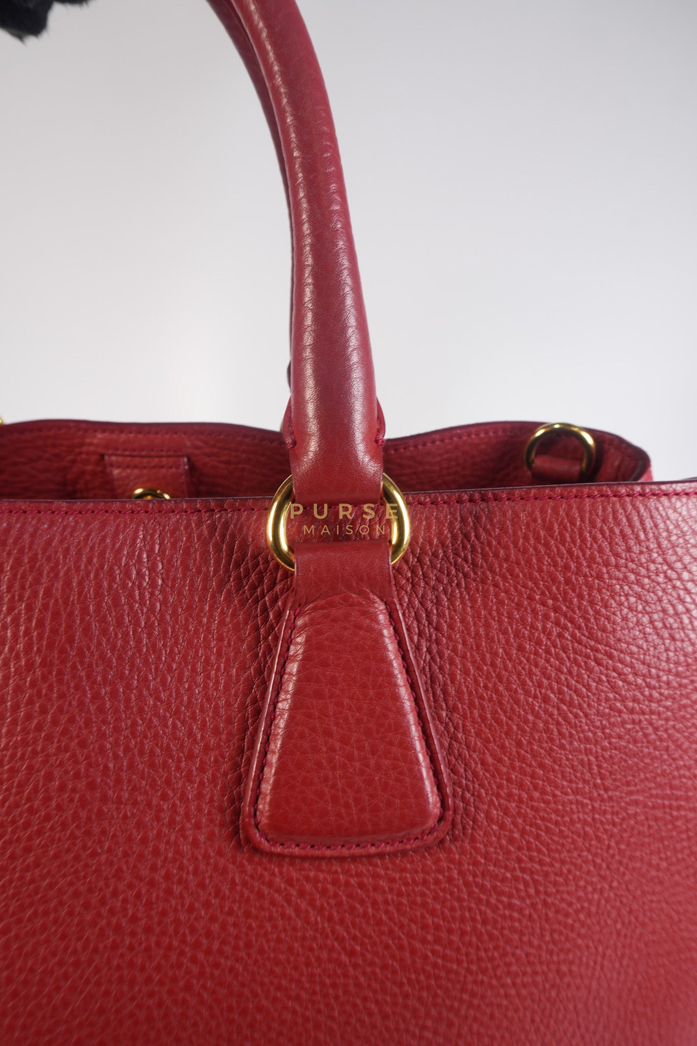 BN2423 Vitello Daino Rosso Leather Top Handle Bag | Purse Maison Luxury Bags Shop