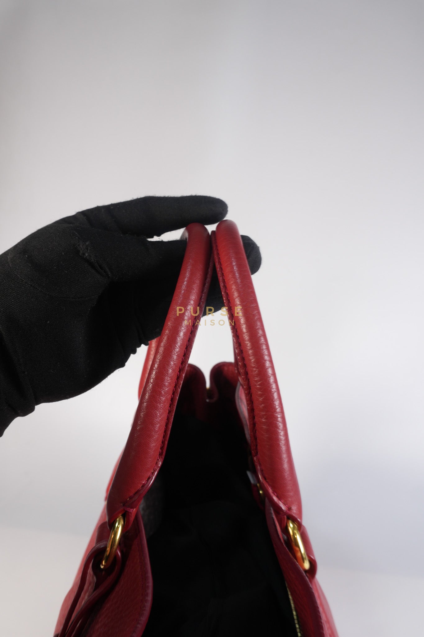 BN2423 Vitello Daino Rosso Leather Top Handle Bag | Purse Maison Luxury Bags Shop