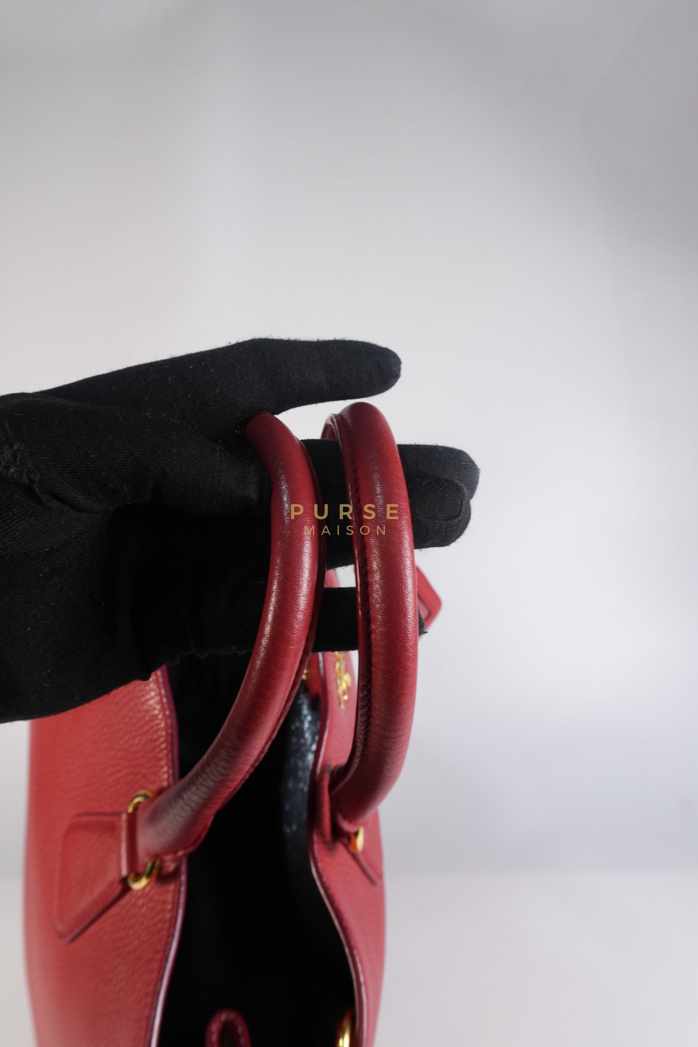 BN2423 Vitello Daino Rosso Leather Top Handle Bag | Purse Maison Luxury Bags Shop