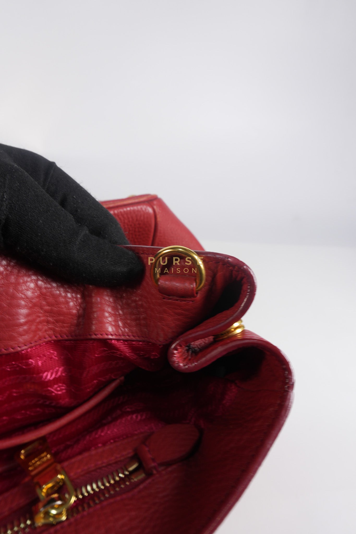 BN2423 Vitello Daino Rosso Leather Top Handle Bag | Purse Maison Luxury Bags Shop