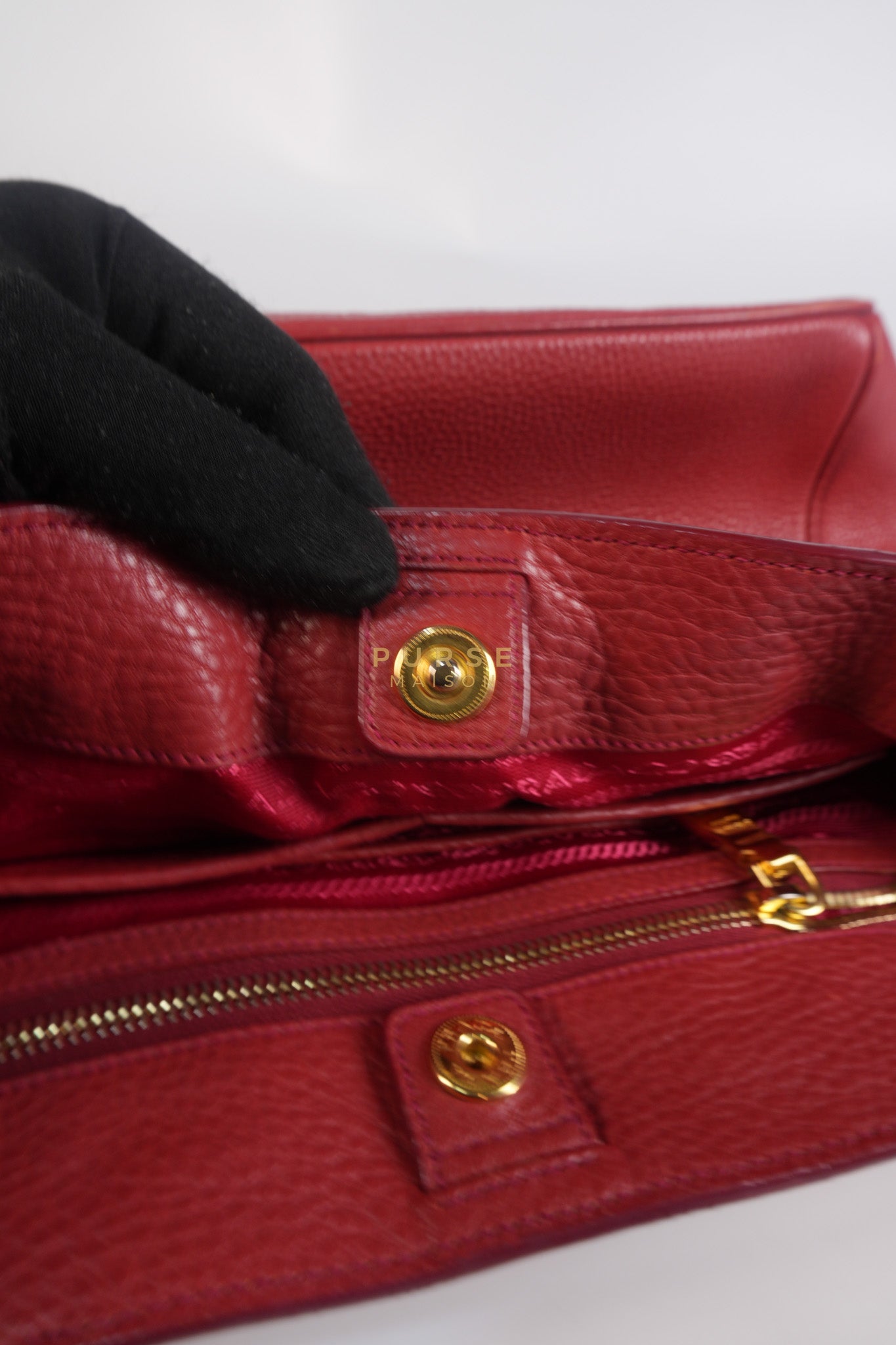 BN2423 Vitello Daino Rosso Leather Top Handle Bag | Purse Maison Luxury Bags Shop