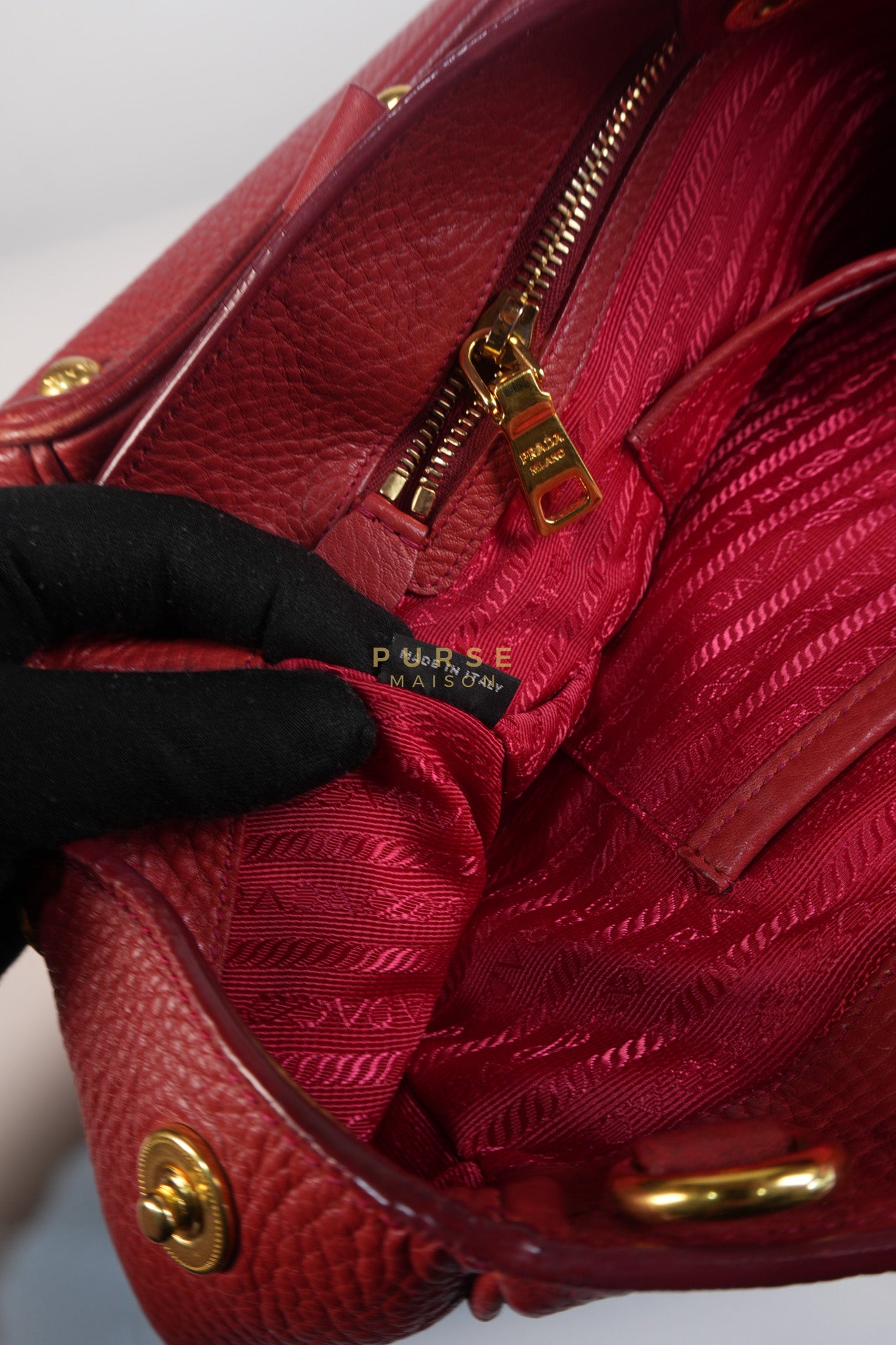 BN2423 Vitello Daino Rosso Leather Top Handle Bag | Purse Maison Luxury Bags Shop