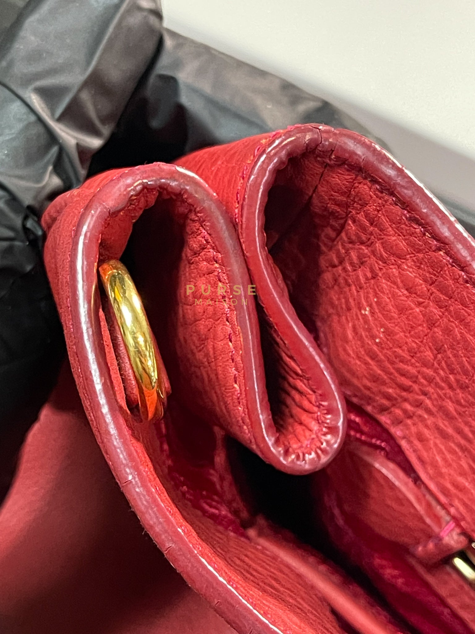 BN2423 Vitello Daino Rosso Leather Top Handle Bag | Purse Maison Luxury Bags Shop