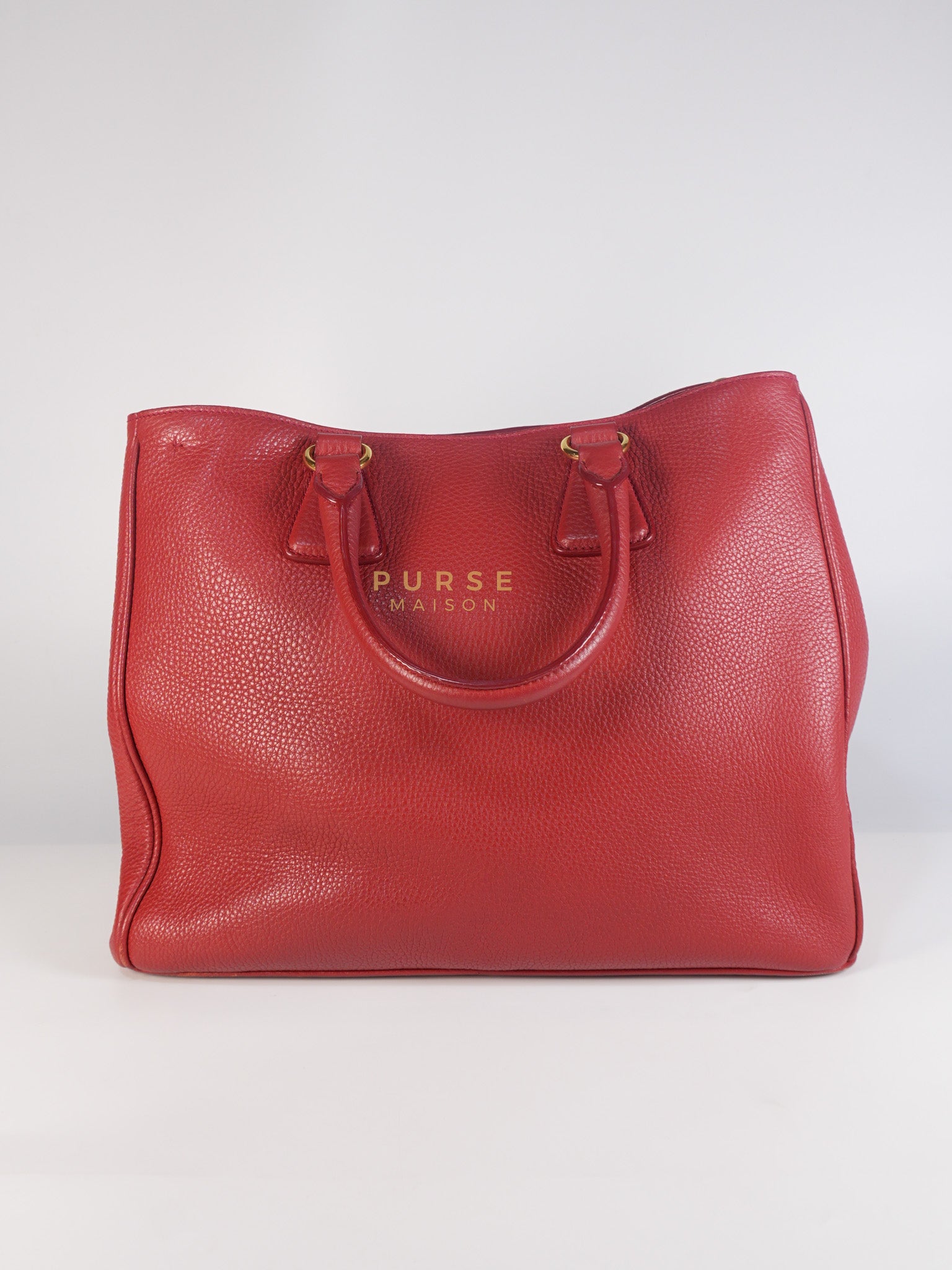 BN2423 Vitello Daino Rosso Leather Top Handle Bag | Purse Maison Luxury Bags Shop