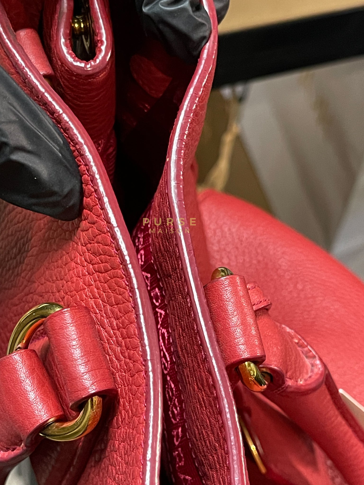 BN2423 Vitello Daino Rosso Leather Top Handle Bag | Purse Maison Luxury Bags Shop