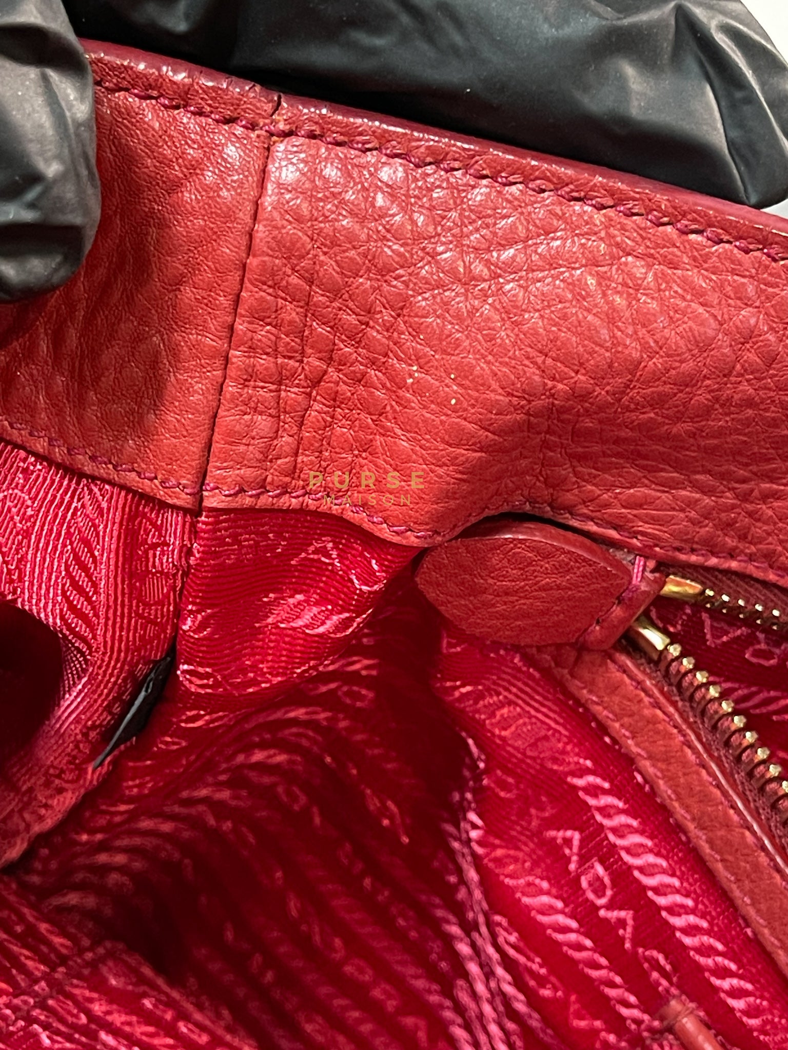 BN2423 Vitello Daino Rosso Leather Top Handle Bag | Purse Maison Luxury Bags Shop