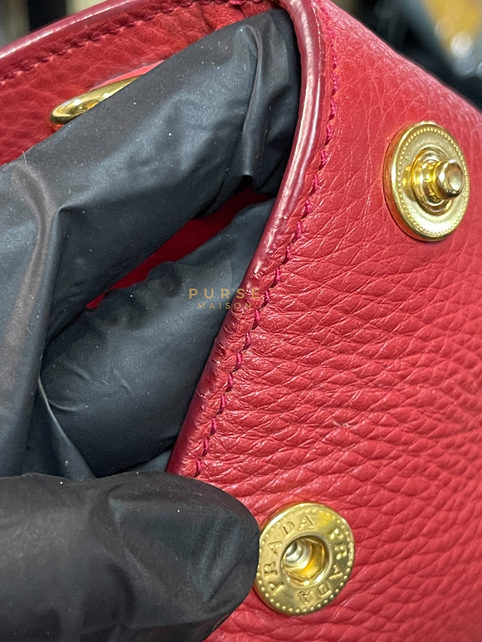 BN2423 Vitello Daino Rosso Leather Top Handle Bag | Purse Maison Luxury Bags Shop