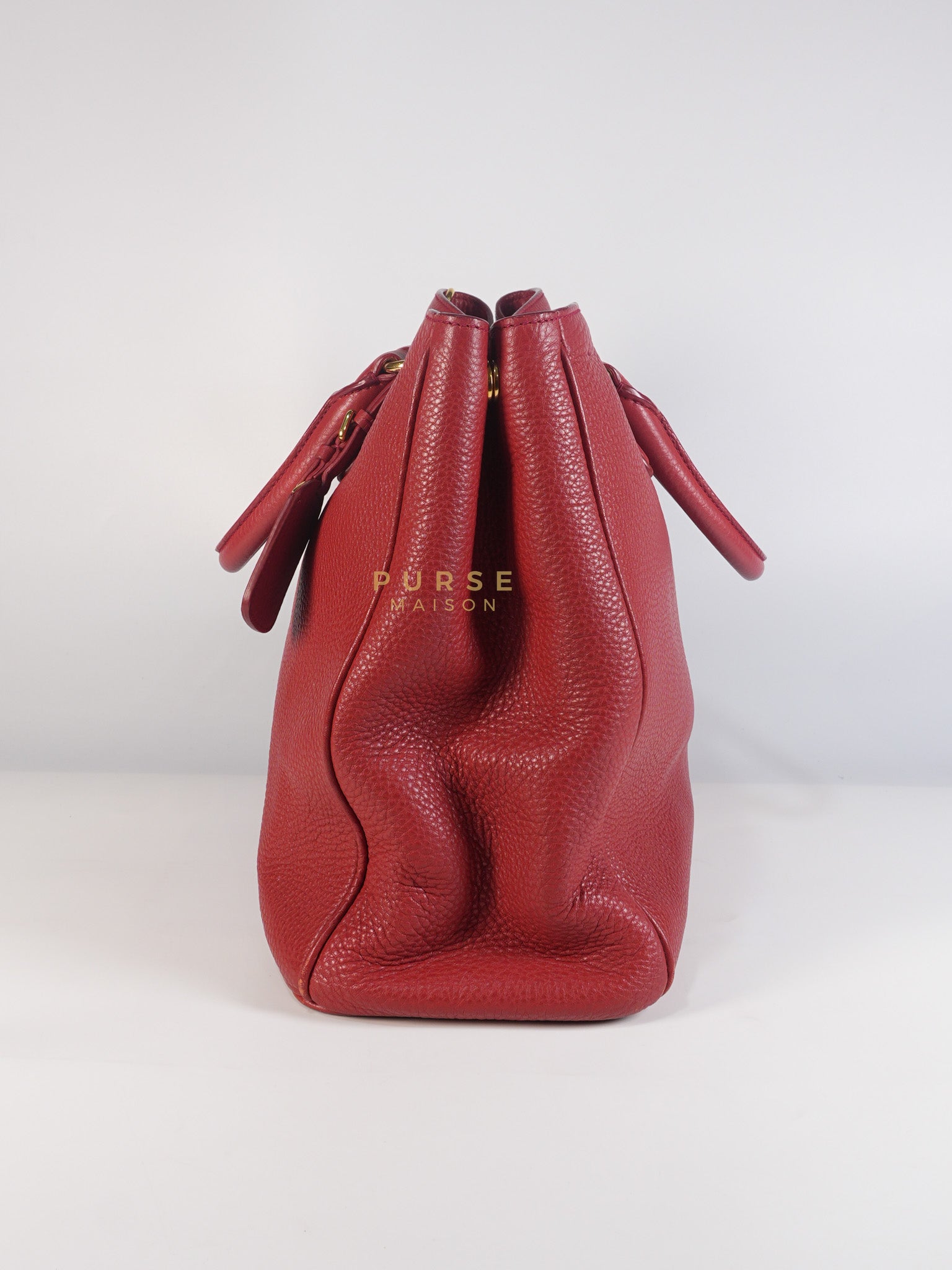 BN2423 Vitello Daino Rosso Leather Top Handle Bag | Purse Maison Luxury Bags Shop