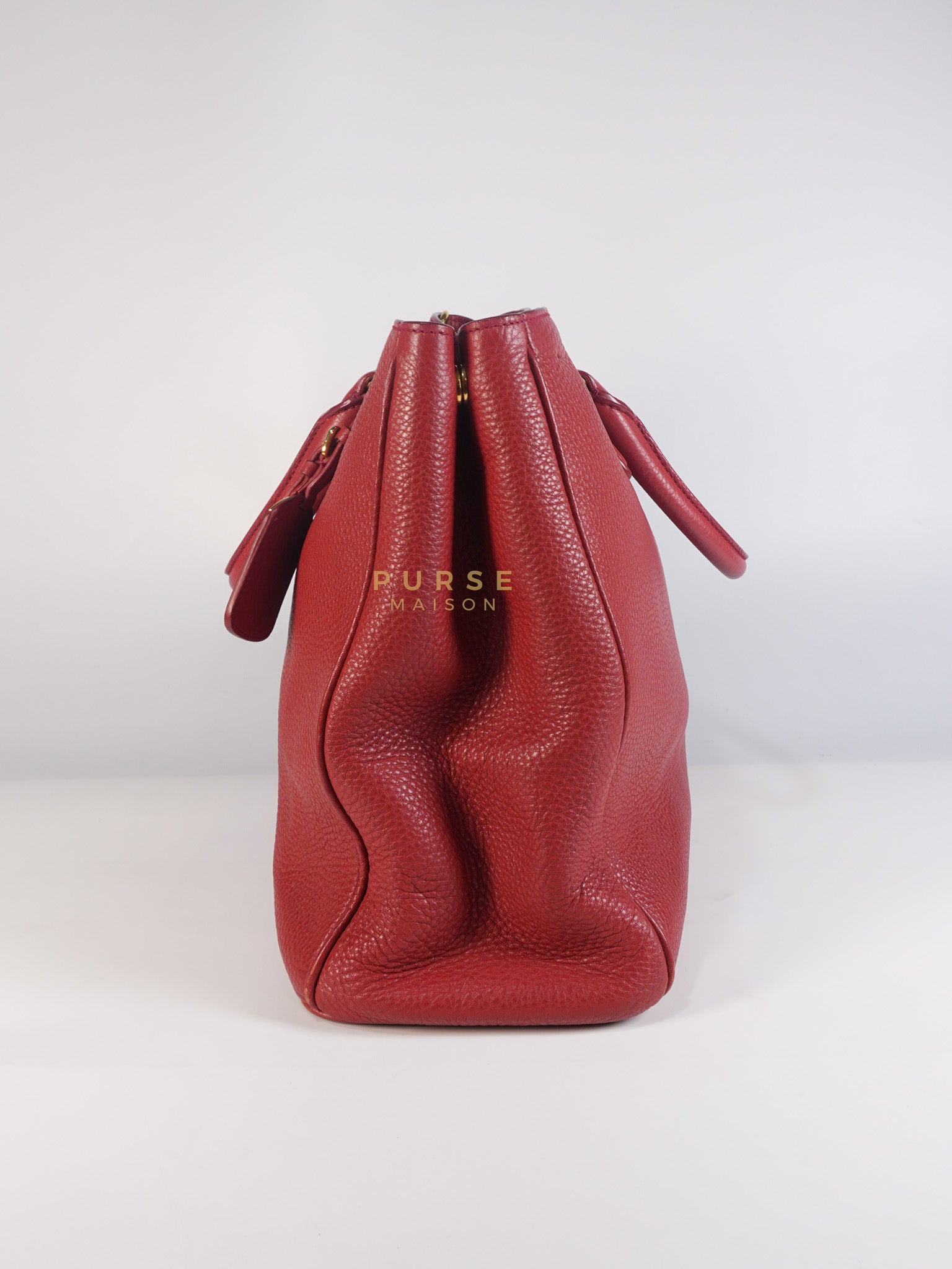 BN2423 Vitello Daino Rosso Leather Top Handle Bag | Purse Maison Luxury Bags Shop