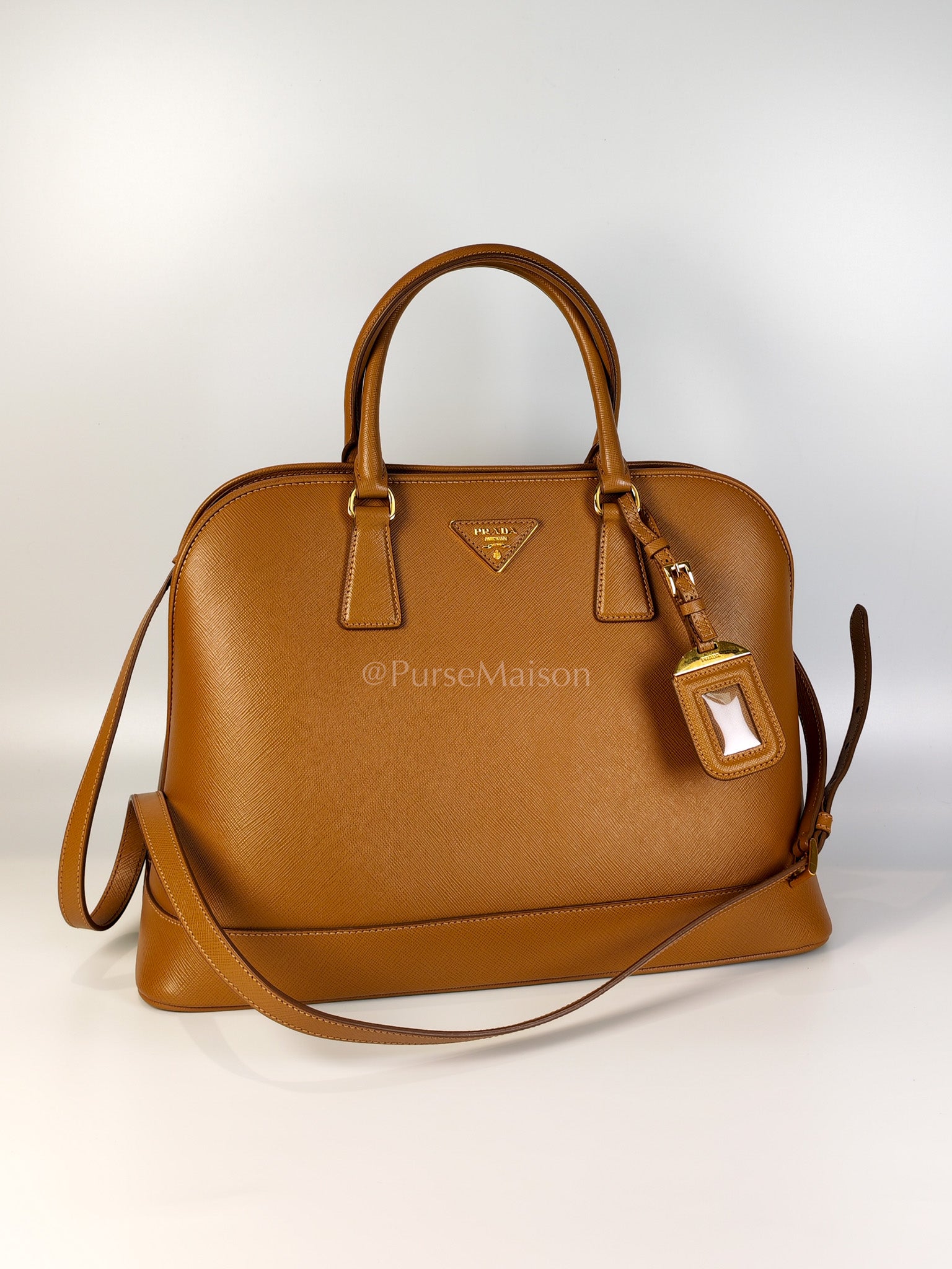 BN2538 Promenade 2Way Bag in Caramel Saffiano Lux Leather Gold Hardware | Purse Maison Luxury Bags Shop