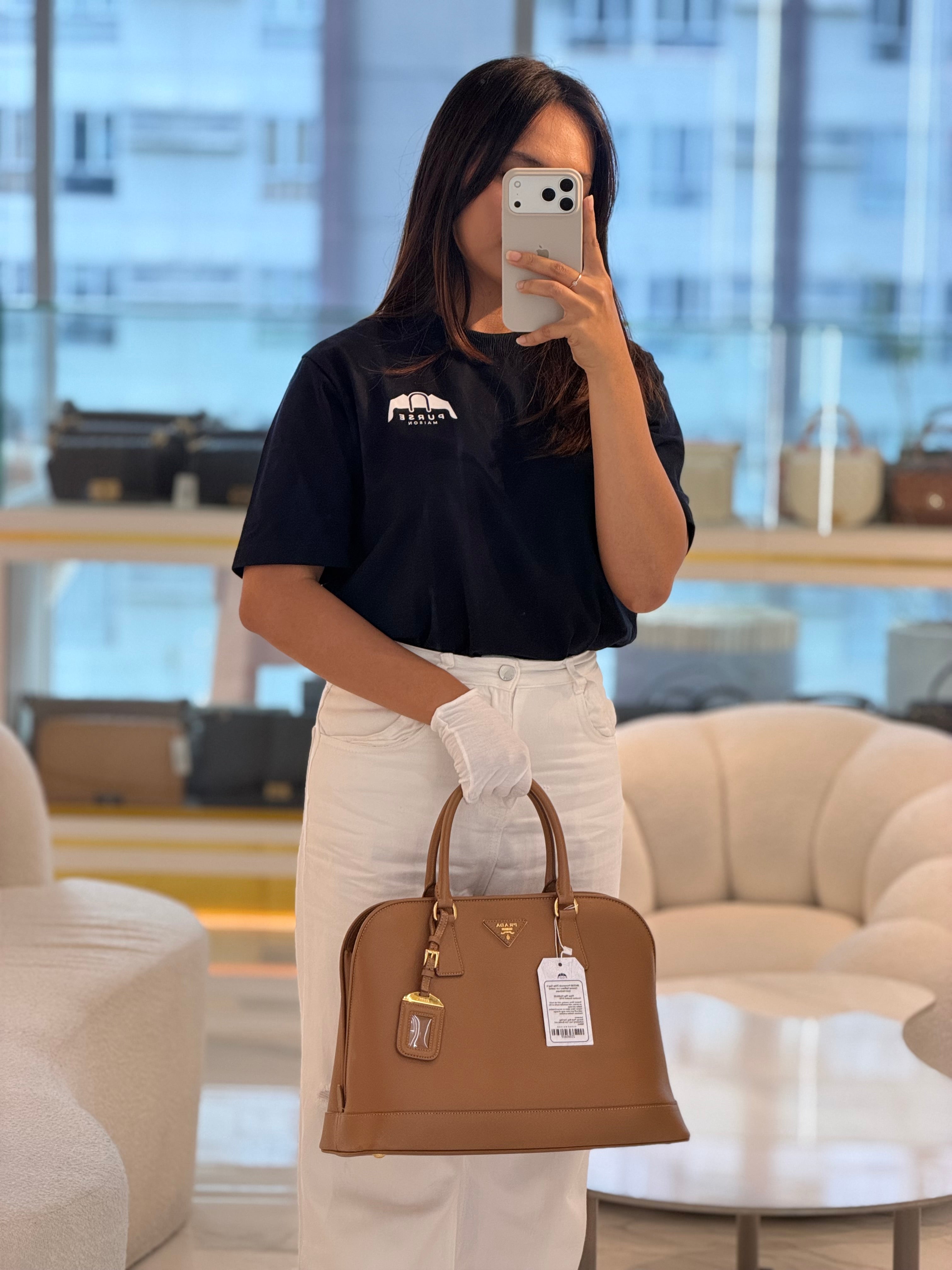 BN2538 Promenade 2Way Bag in Caramel Saffiano Lux Leather Gold Hardware | Purse Maison Luxury Bags Shop