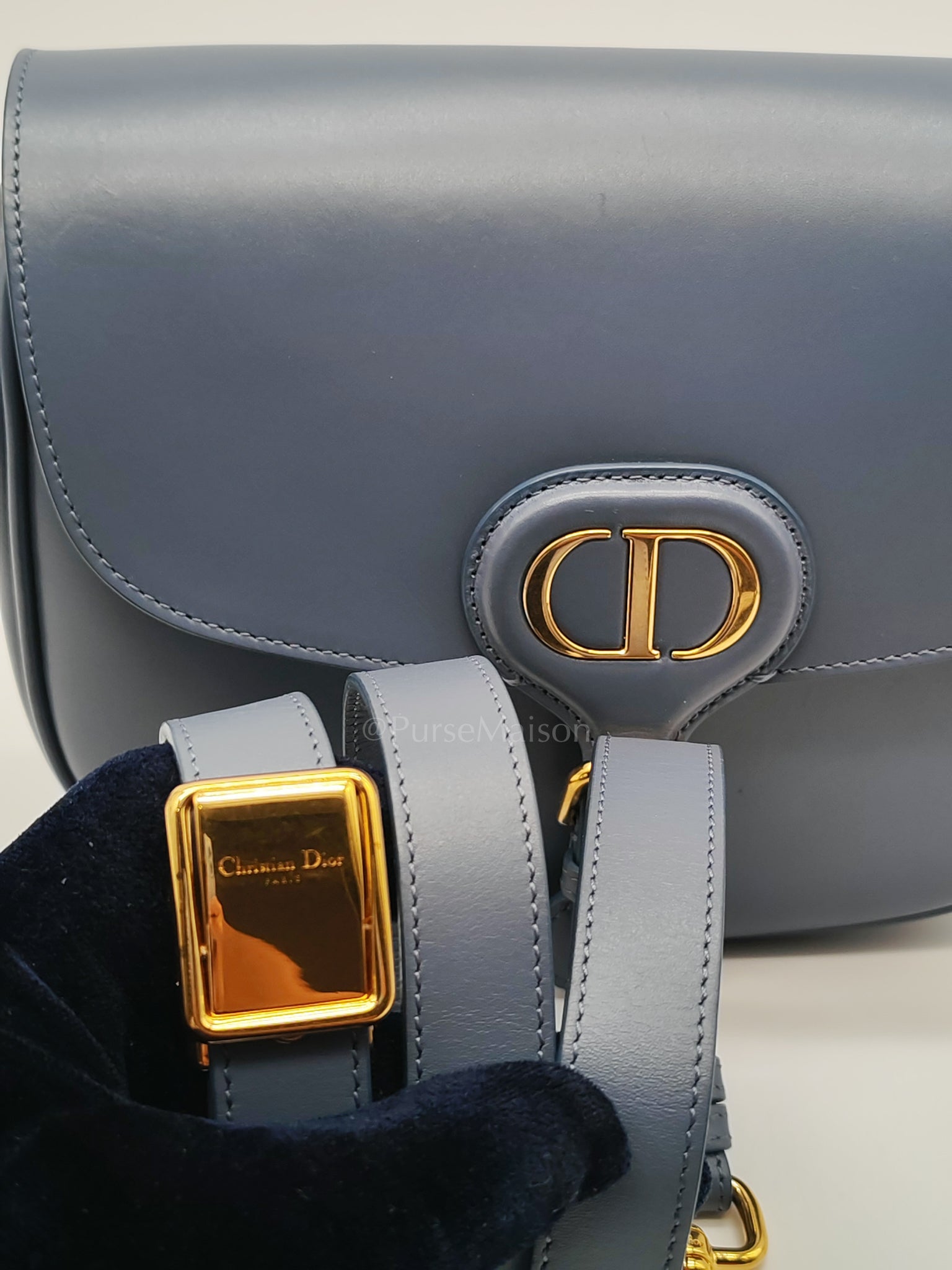 Bobby in Demin Blue Smooth Calfskin Leather Shoulder Bag | Purse Maison Luxury Bags Shop