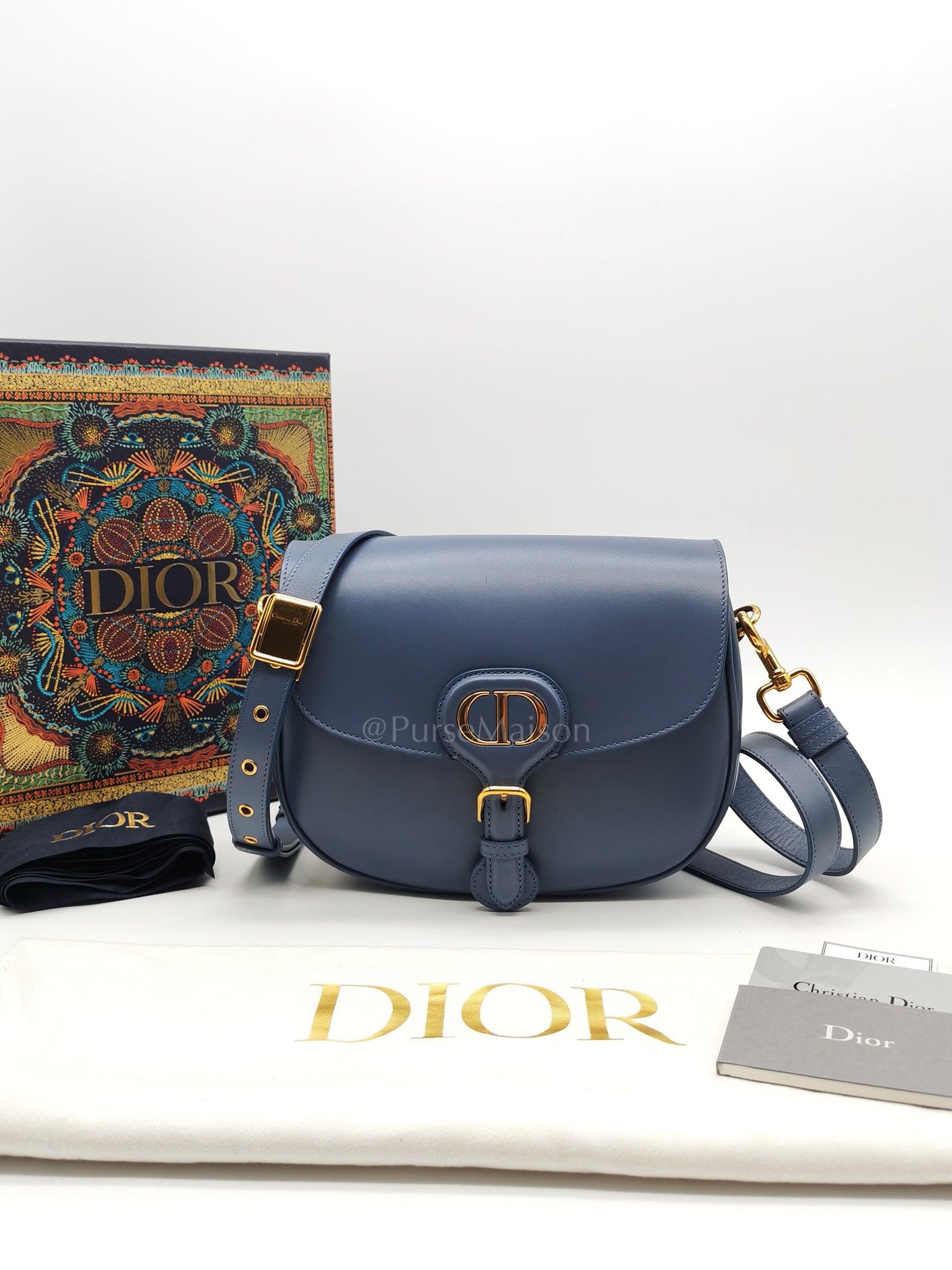 Bobby in Demin Blue Smooth Calfskin Leather Shoulder Bag | Purse Maison Luxury Bags Shop