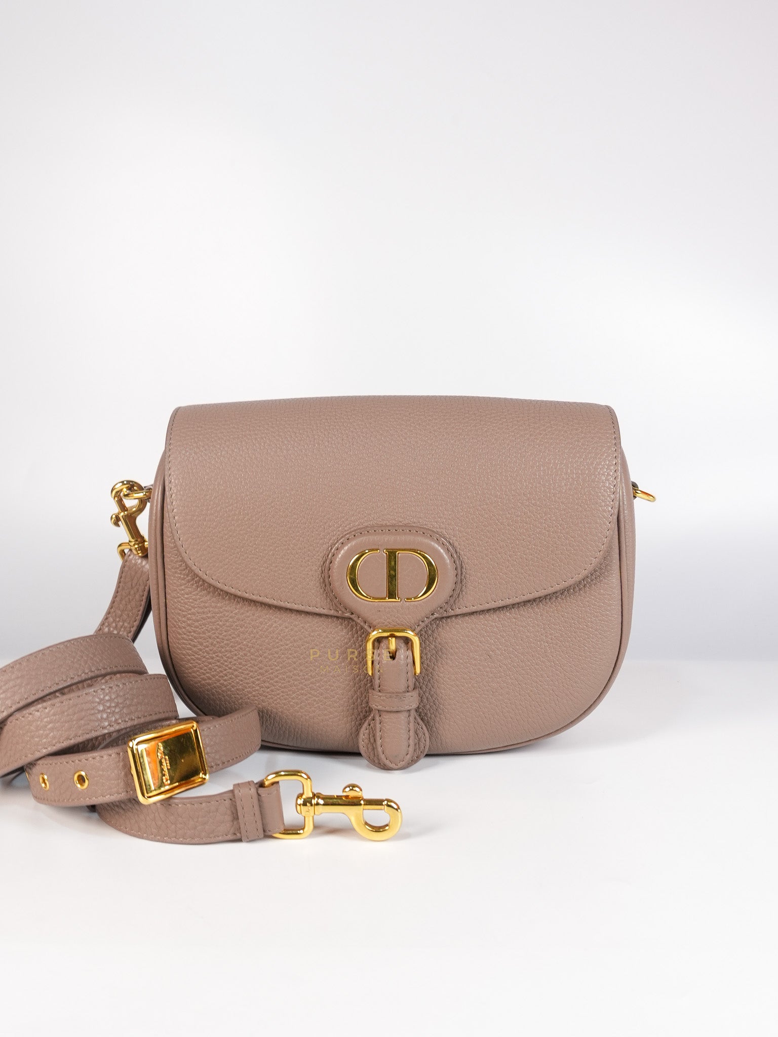 Bobby Medium Warm Taupe Grained Calfskin Leather Crossbody | Purse Maison Luxury Bags Shop