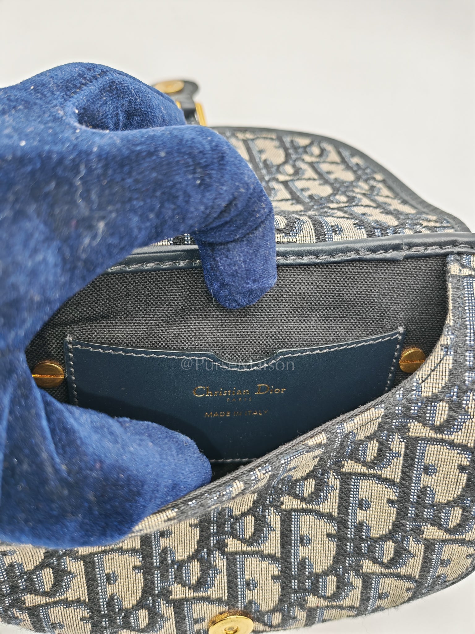 Bobby Mini Blue Oblique Jacquard Canvas | Purse Maison Luxury Bags Shop