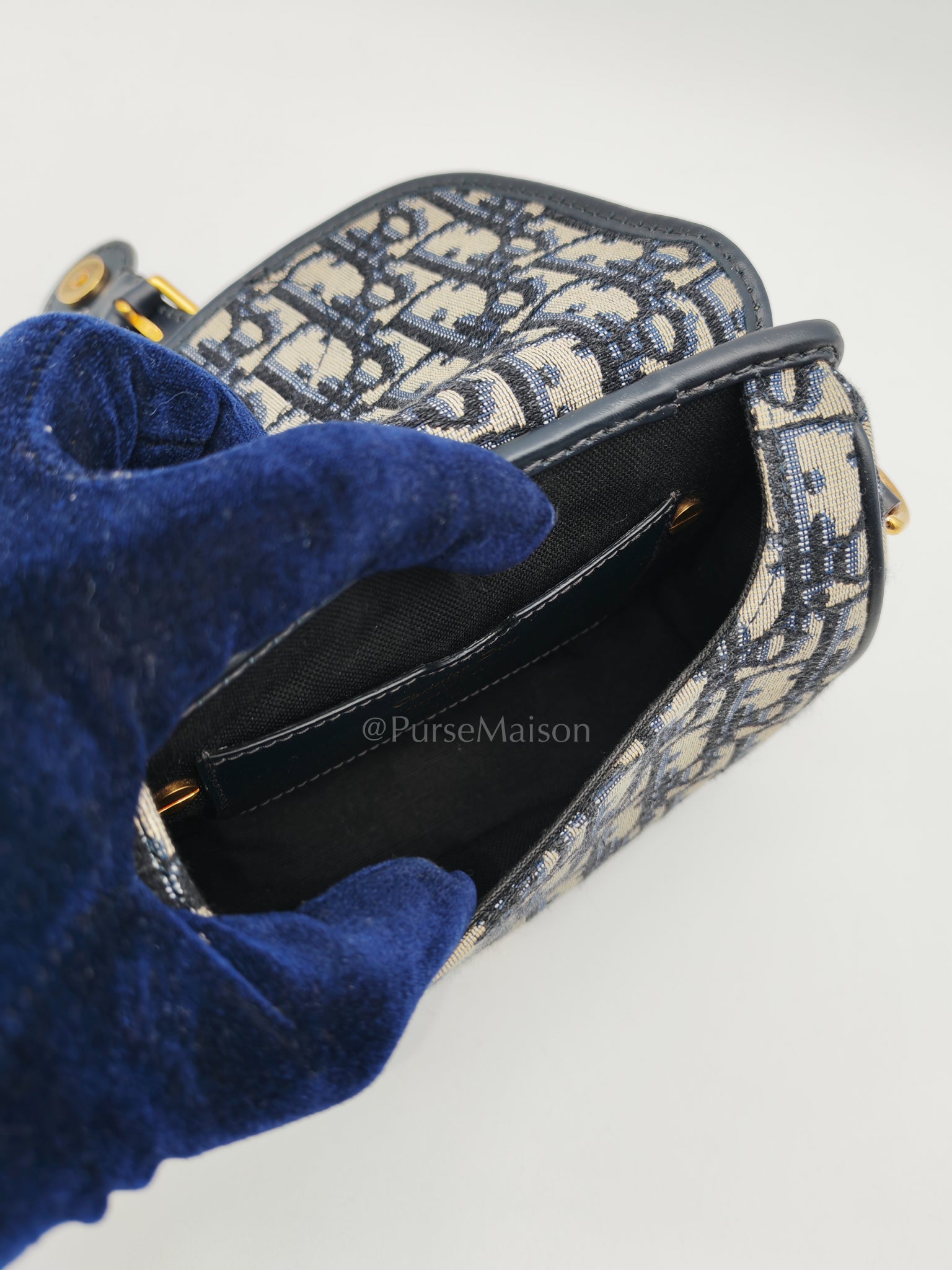 Bobby Mini Blue Oblique Jacquard Canvas | Purse Maison Luxury Bags Shop