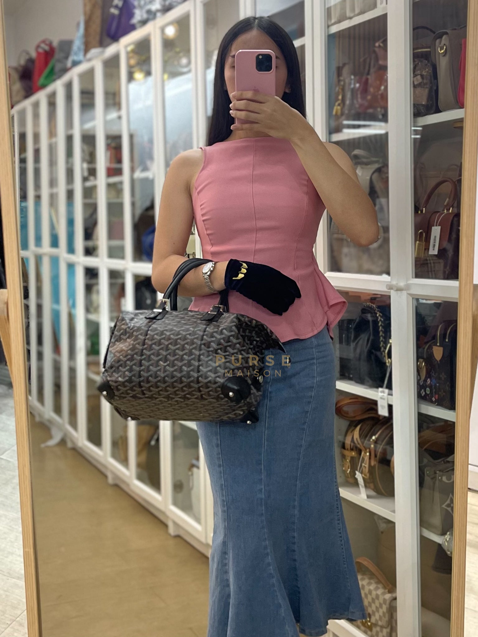 Boeing 30 Travel Bag Coated Canvas Black | Purse Maison Luxury Bags Shop