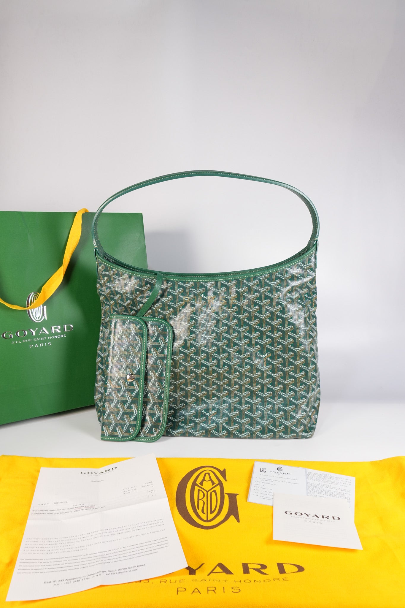 Boheme Hobo Bag In Green (Vert) Goyardine Canvas | Purse Maison Luxury Bags Shop
