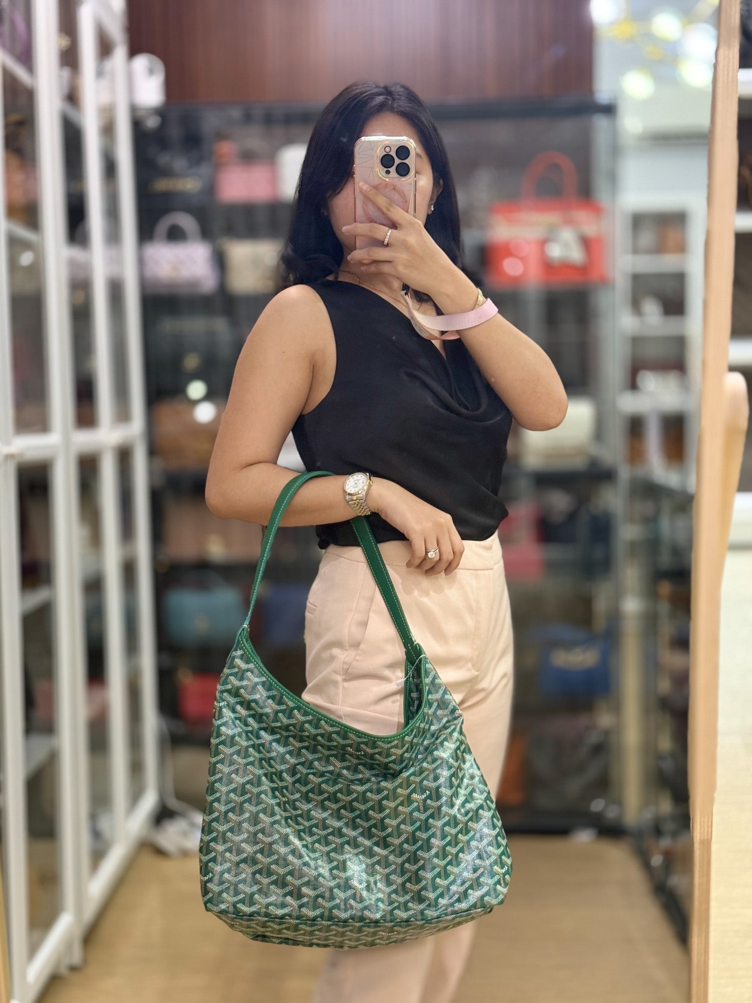 Boheme Hobo PM Bag in Vert (Green) | Purse Maison Luxury Bags Shop