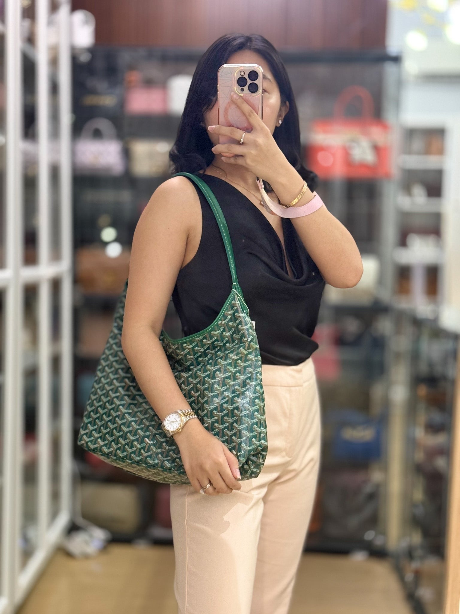 Boheme Hobo PM Bag in Vert (Green) | Purse Maison Luxury Bags Shop