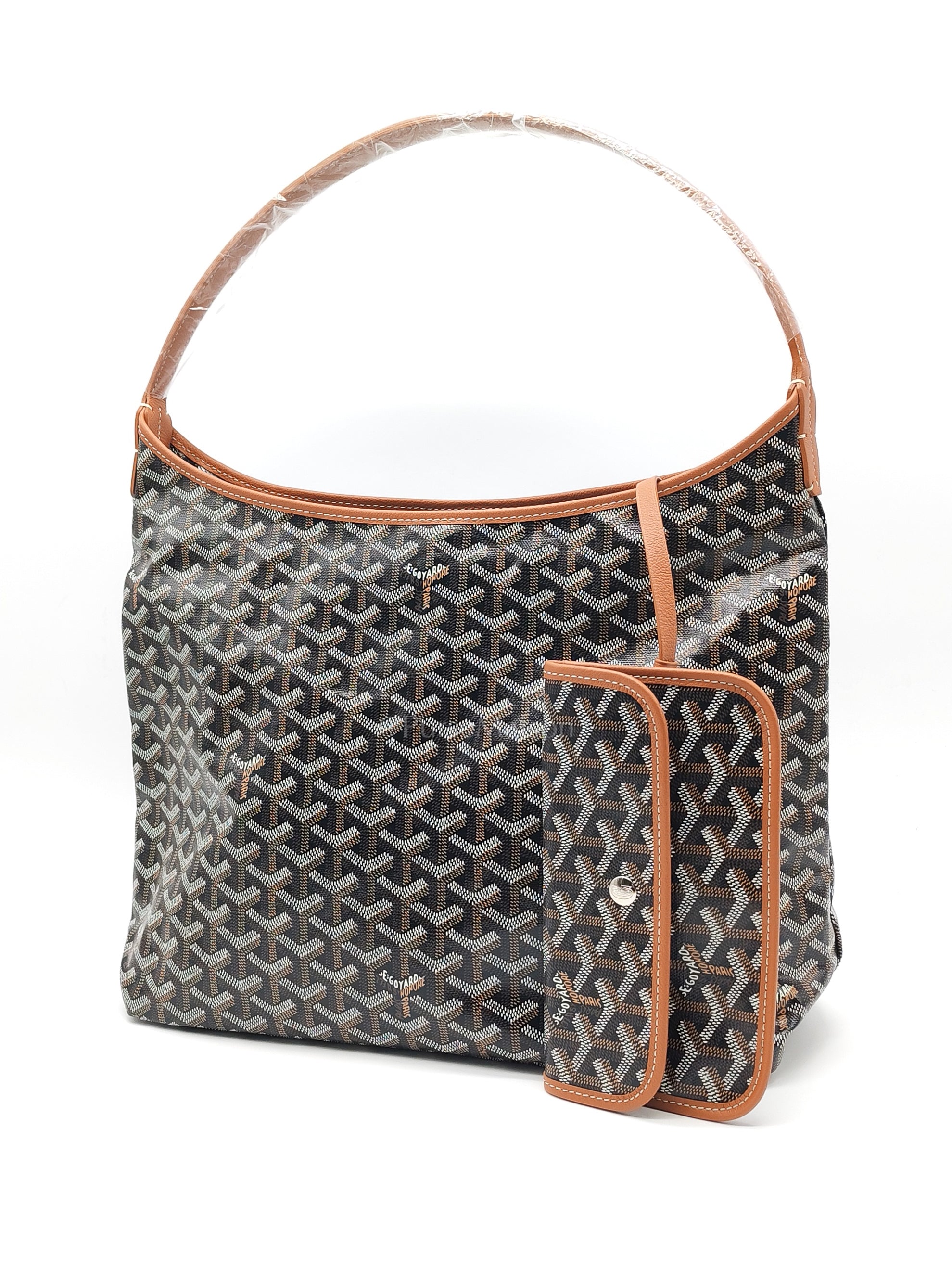 Boheme Hobo Bag PM in Black/Tan Goyardine Canvas | Purse Maison Luxury Bags Shop