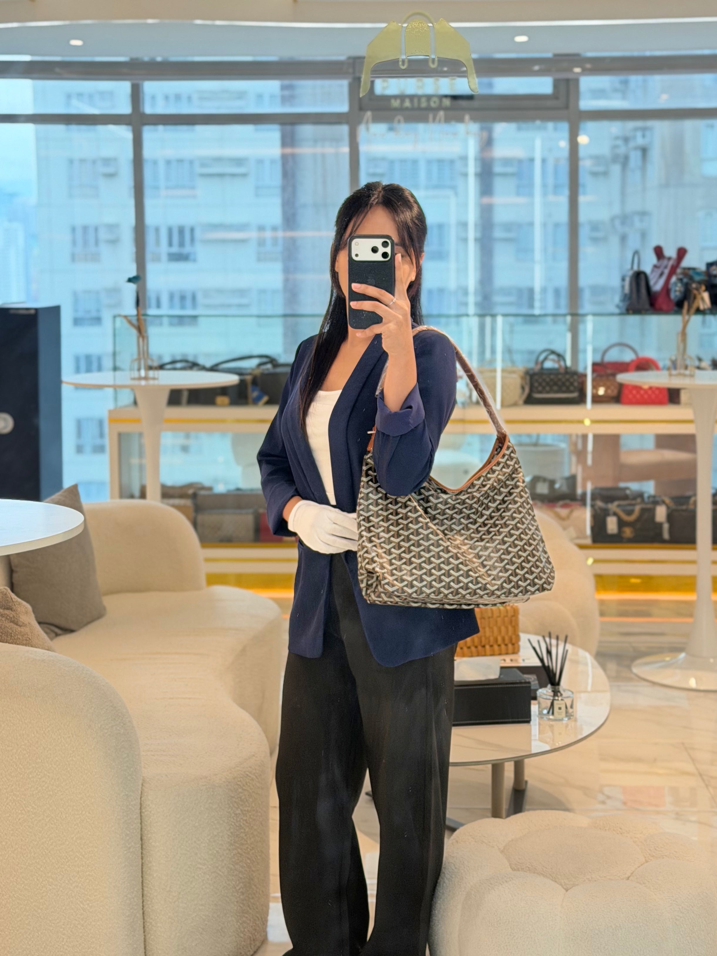 Boheme Hobo Bag PM in Black/Tan Goyardine Canvas | Purse Maison Luxury Bags Shop