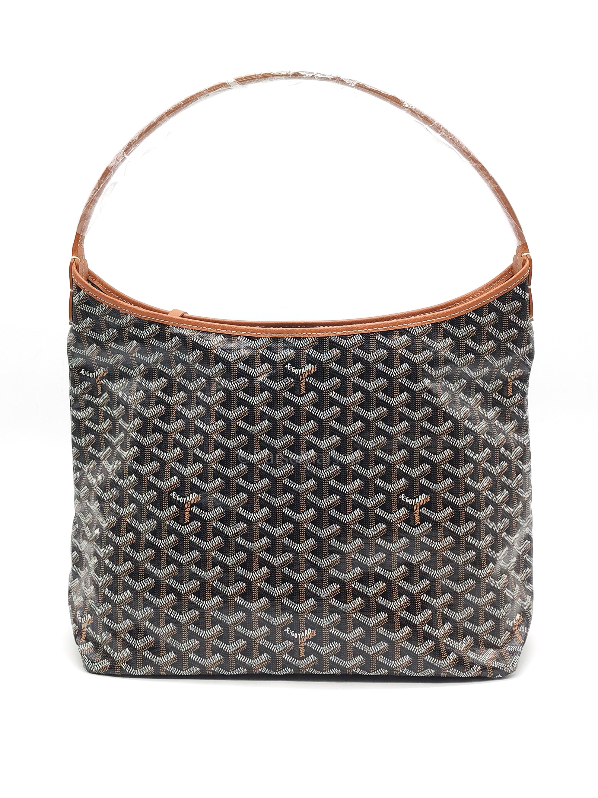 Boheme Hobo Bag PM in Black/Tan Goyardine Canvas | Purse Maison Luxury Bags Shop