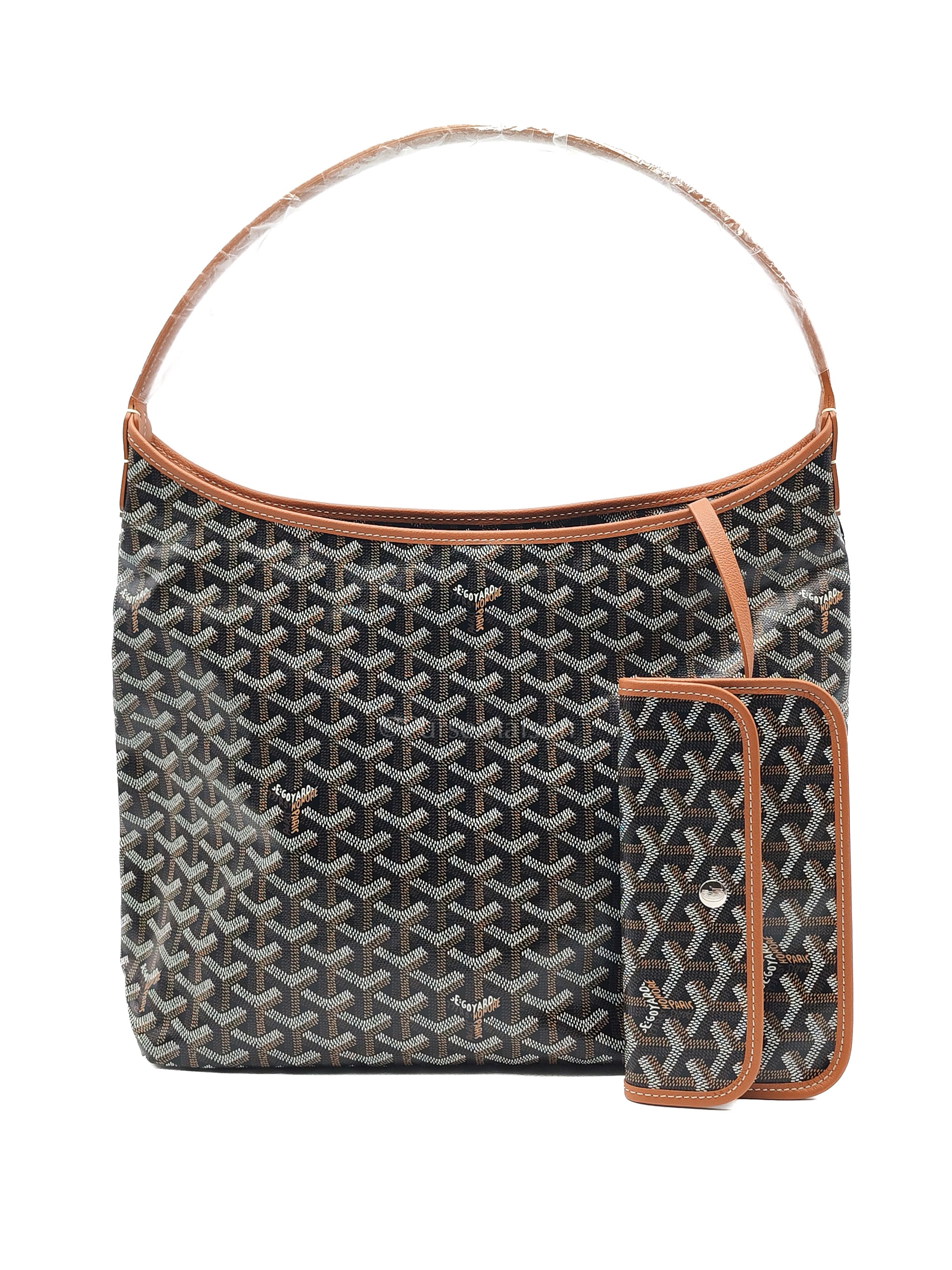 Boheme Hobo Bag PM in Black/Tan Goyardine Canvas | Purse Maison Luxury Bags Shop