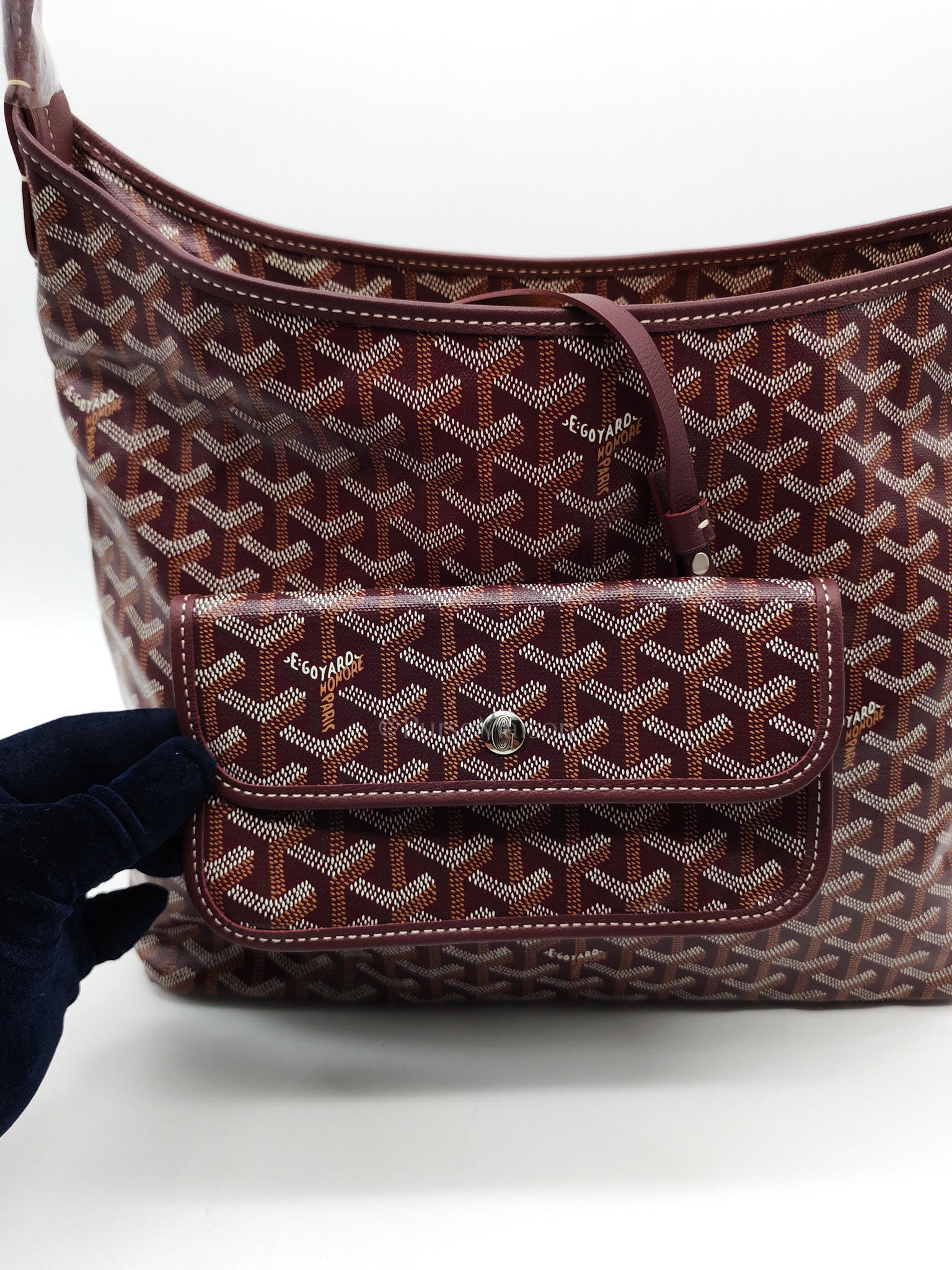 Boheme Hobo Bag PM in Burgundy Goyardine Canvas | Purse Maison Luxury Bags Shop