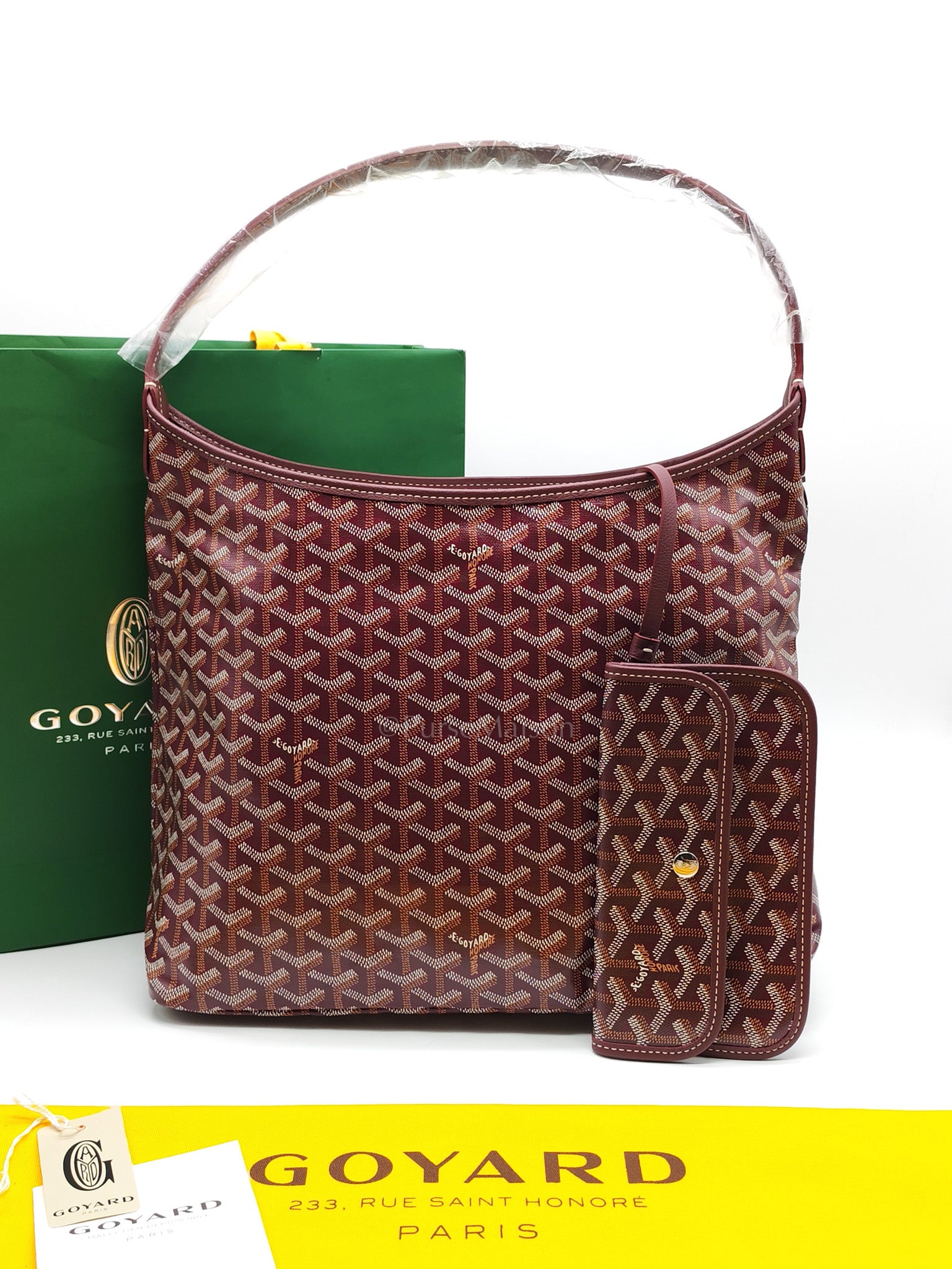 Boheme Hobo Bag PM in Burgundy Goyardine Canvas | Purse Maison Luxury Bags Shop