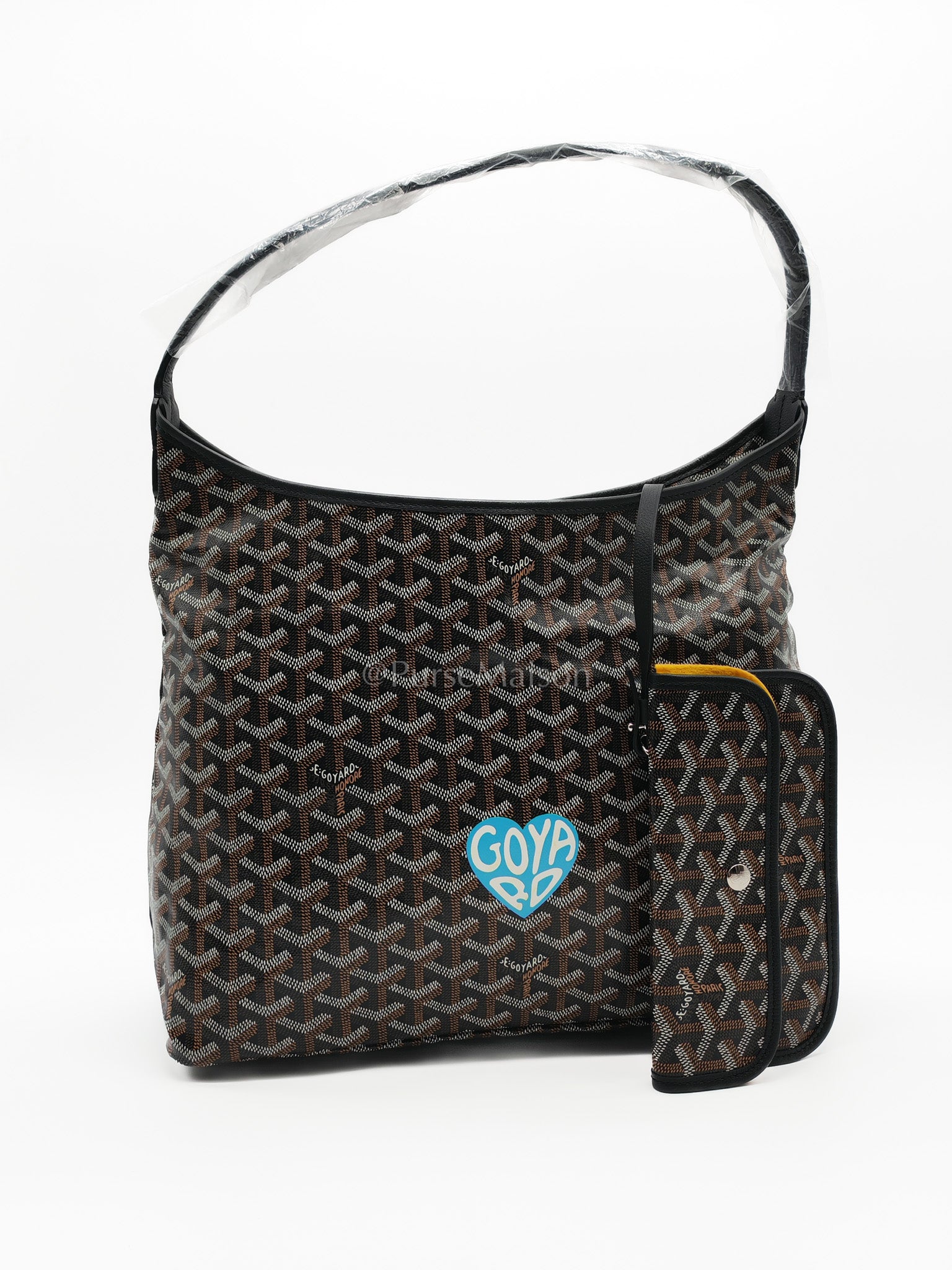 Boheme PM in Black Coeur Goyardine Canvas Hobo Bag | Purse Maison Luxury Bags Shop