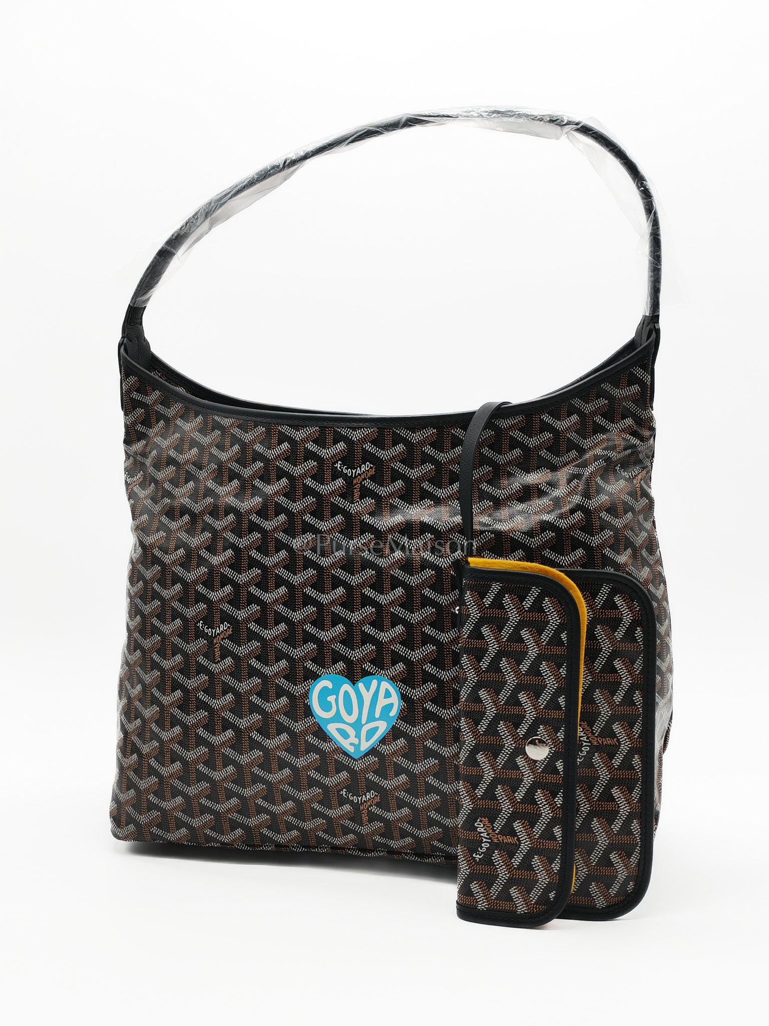Boheme PM in Black Coeur Goyardine Canvas Hobo Bag | Purse Maison Luxury Bags Shop