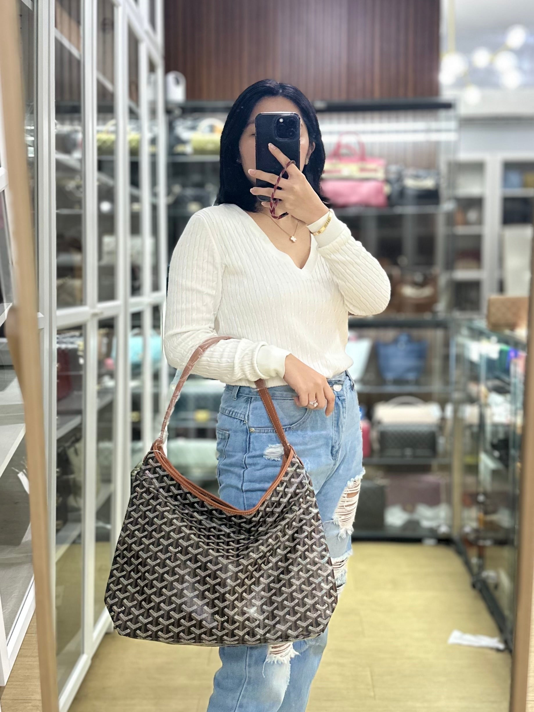 Goyard Boheme Hobo Black and Tan | Purse Maison Luxury Bags Shop