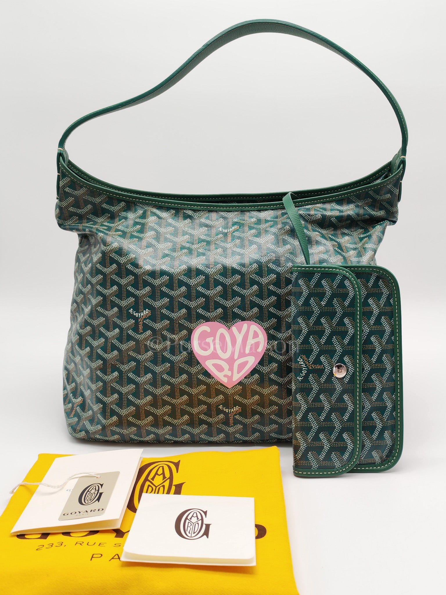 Boheme Hobo Bag PM in Green Coeur Goyardine Coated Canvas