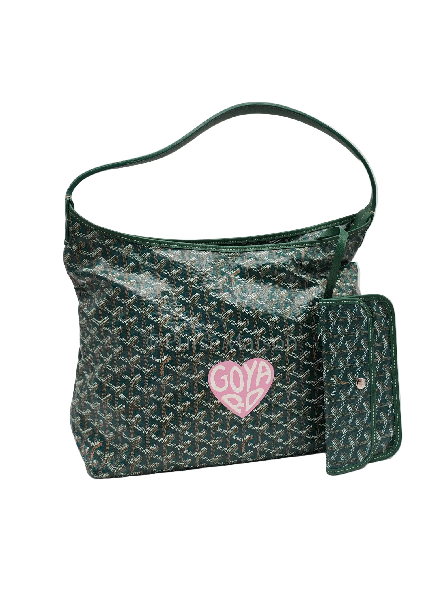 Boheme Hobo Bag PM in Green Coeur Goyardine Coated Canvas