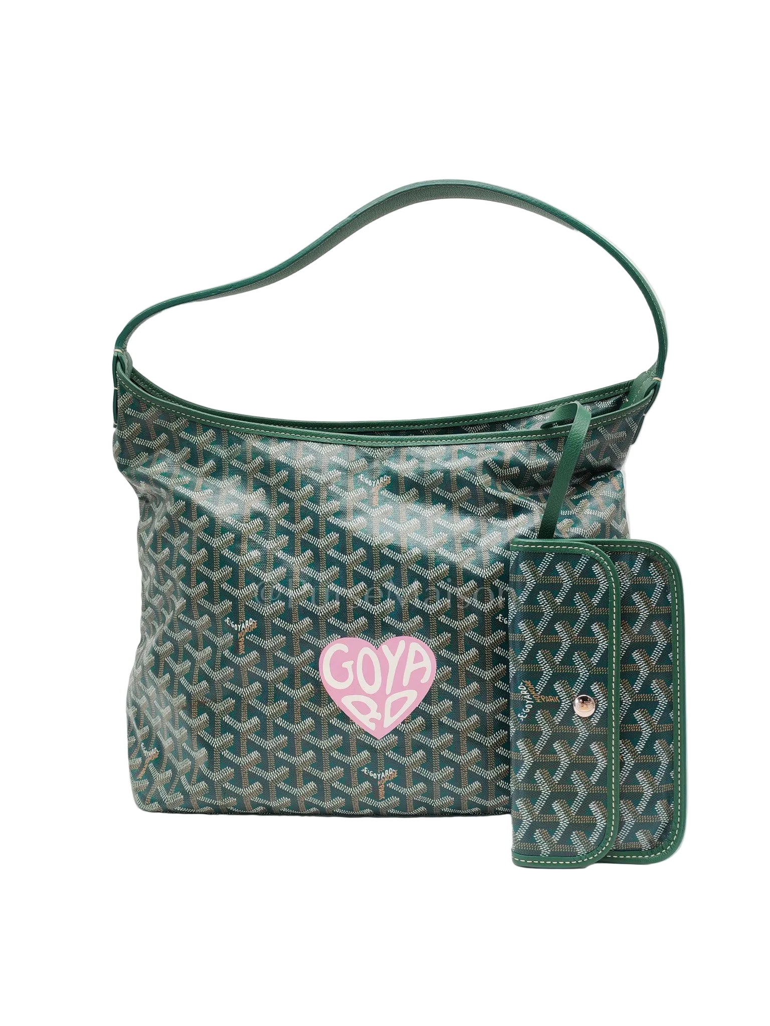 Boheme Hobo Bag PM in Green Coeur Goyardine Coated Canvas